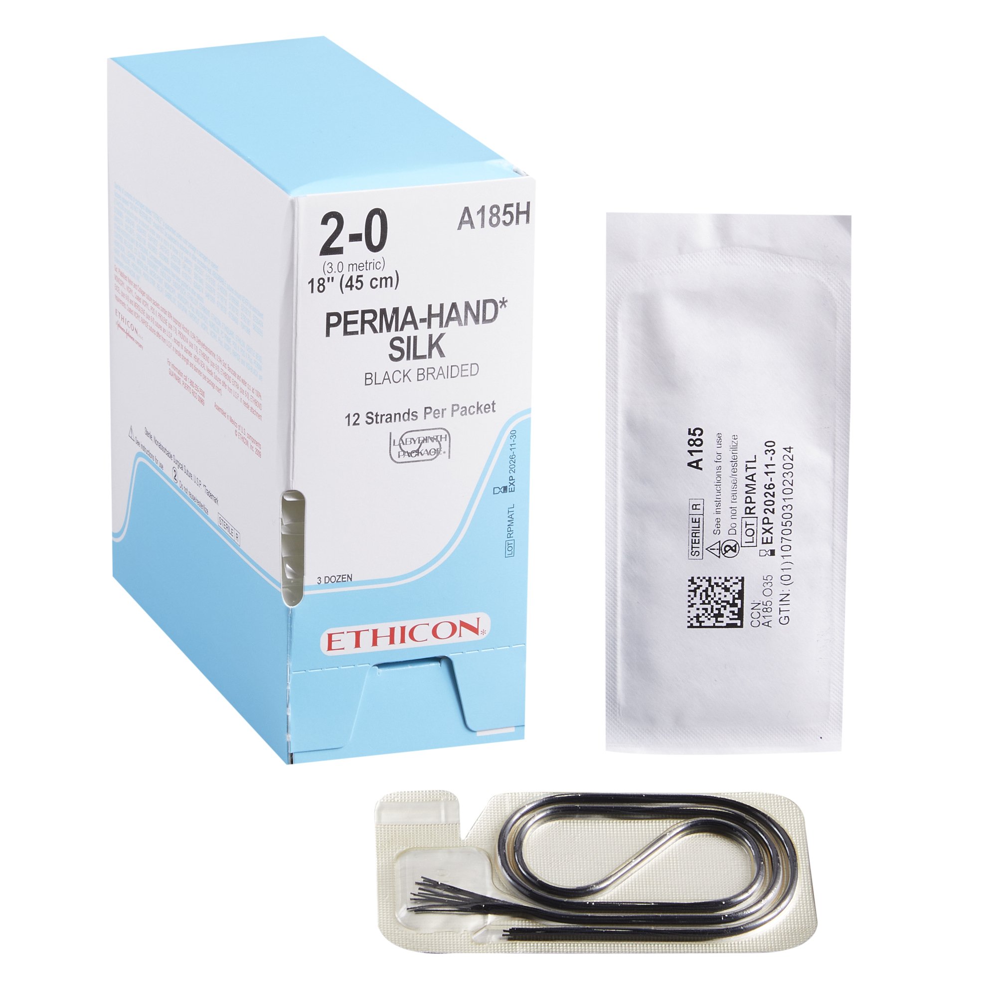 Perma - Hand SUTUPAK Nonabsorbable Suture without Needle A185H by J & J Healthcare Systems