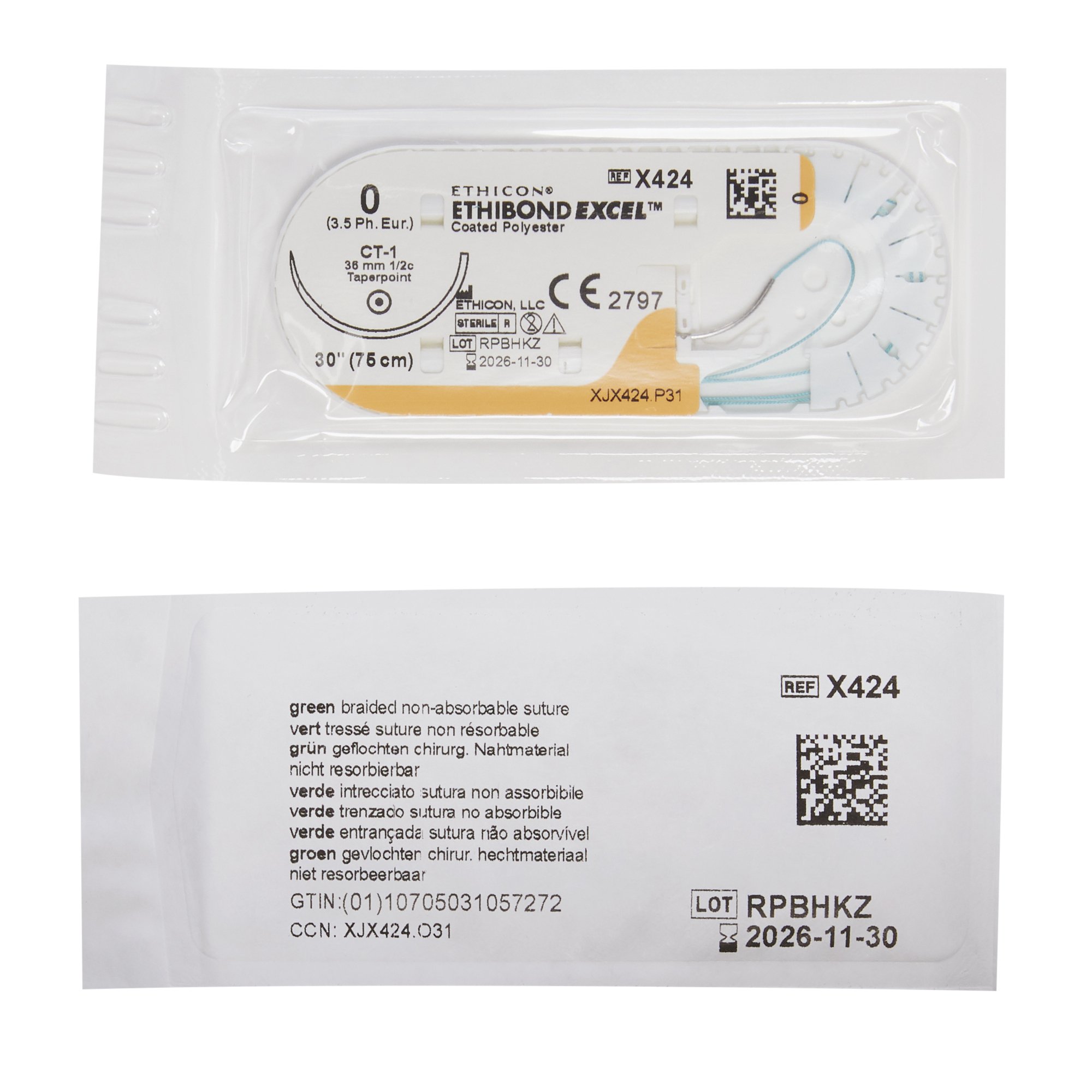 J & J Healthcare Systems X424H - Ethibond™ Excel Suture with Needle - 36/Box