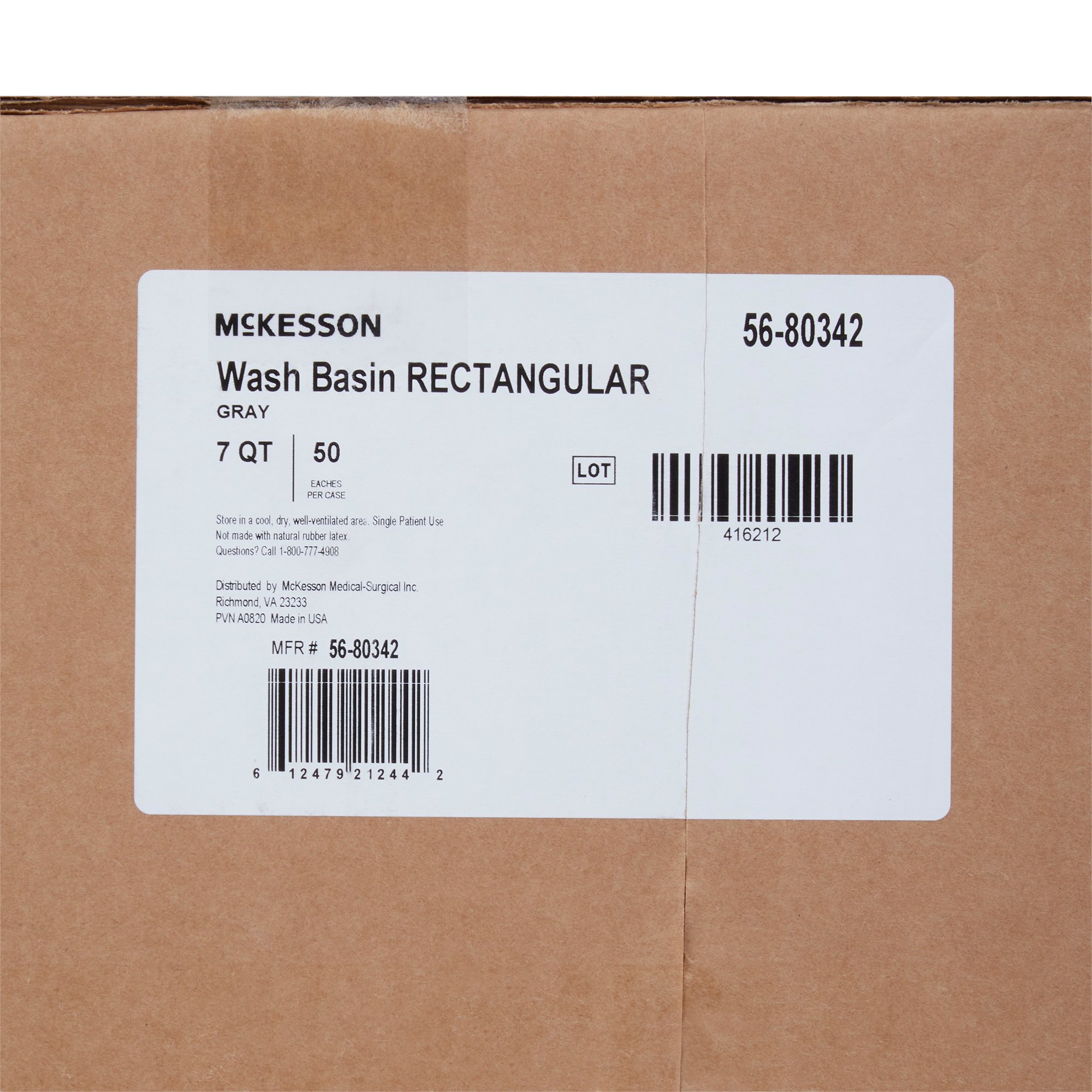 McKesson Brand 56-80342 - McKesson Wash Basin, Rectangle, 7 Quart, Gray - 1/Each, 50/Case