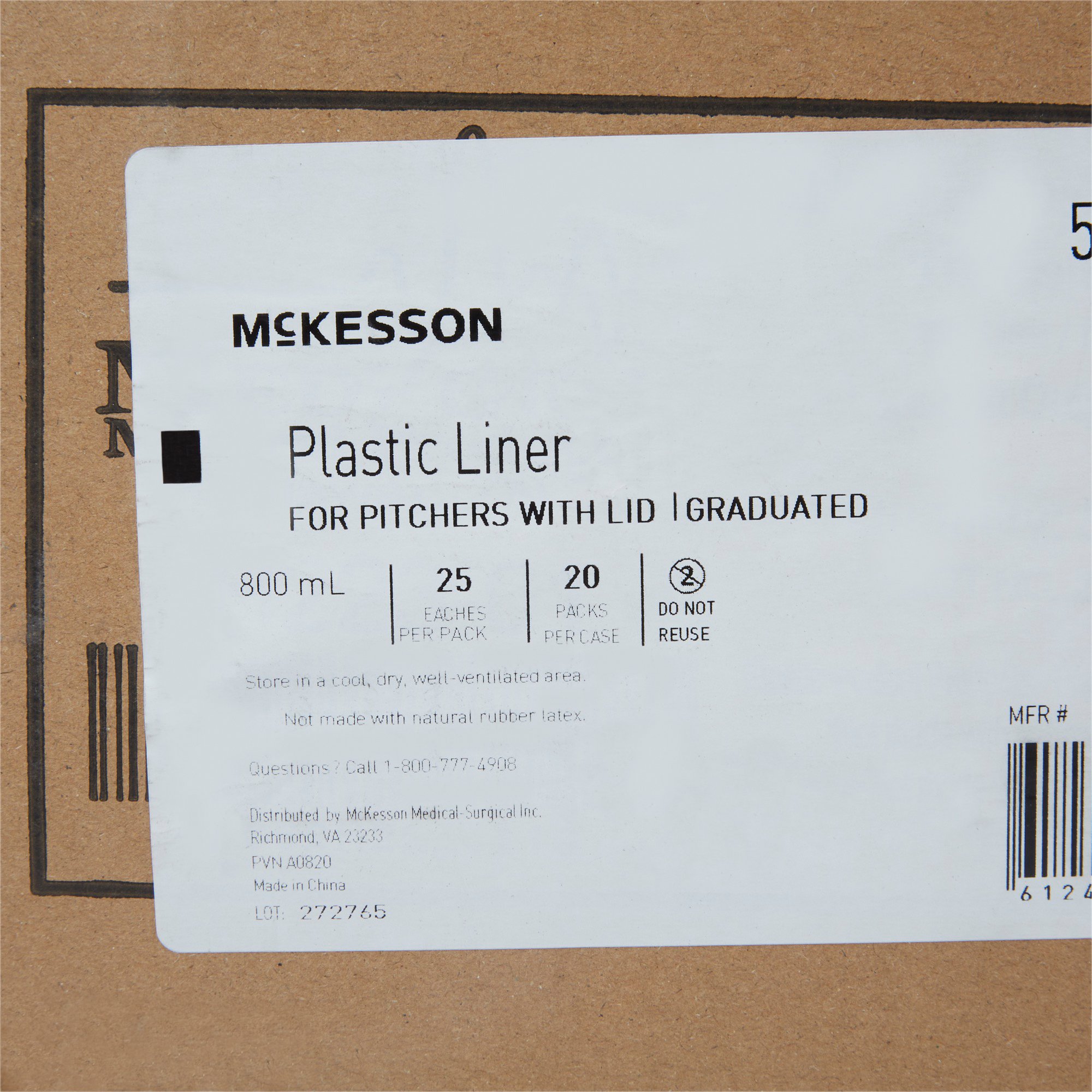 McKesson Brand - 56-80528 McKesson Plastic Liner for Plastic Pitchers with Lids