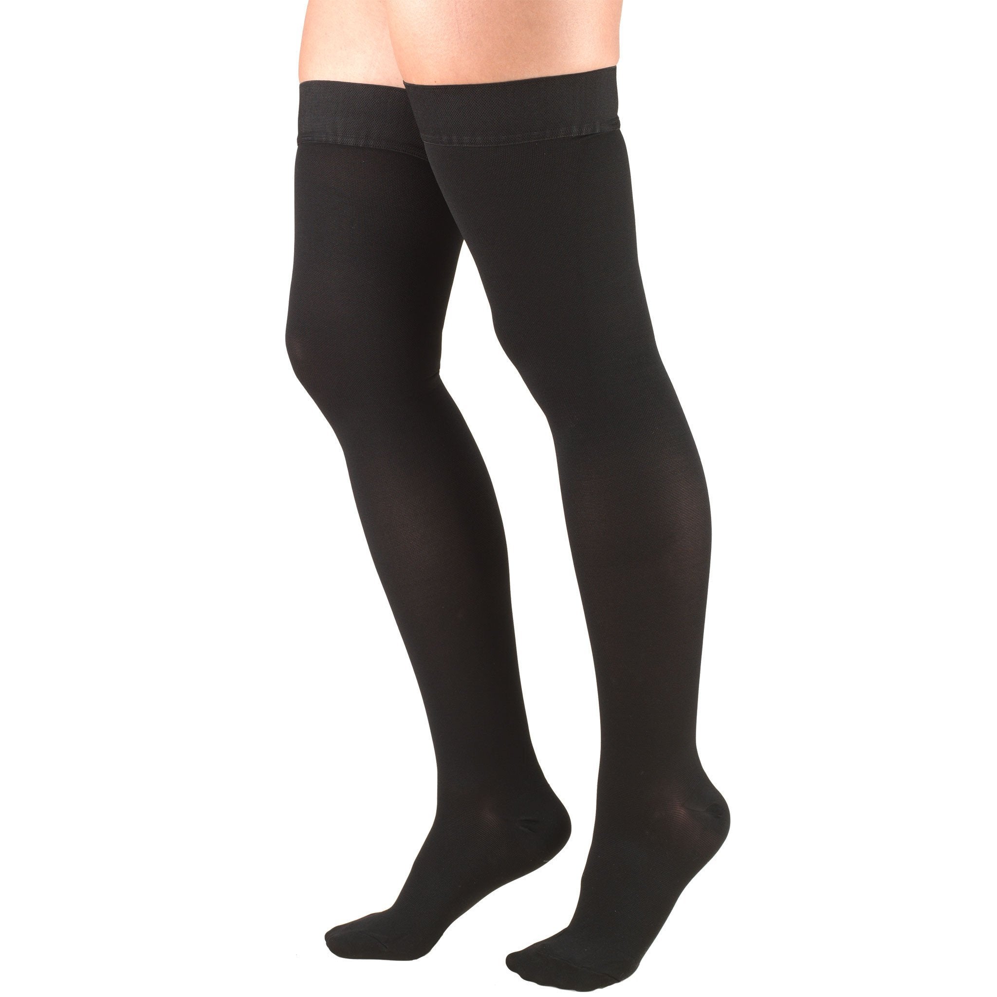 Truform - 8868-BL-LRG Compression Stocking Truform® Thigh High Large Black Closed Toe