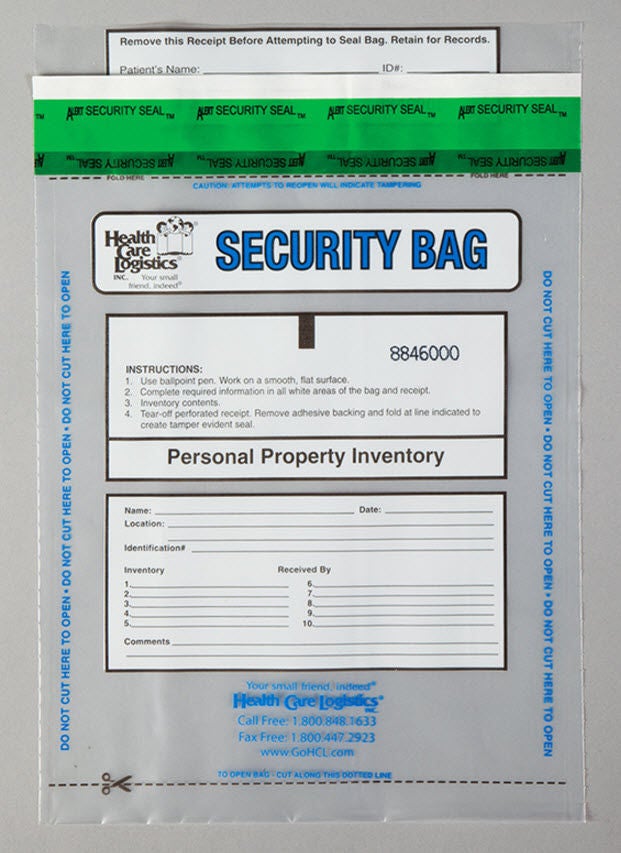 Health Care Logistics - 11312 Personal Property Bag HCL® 9 X 12 Inch Polyethylene Adhesive Closure Clear