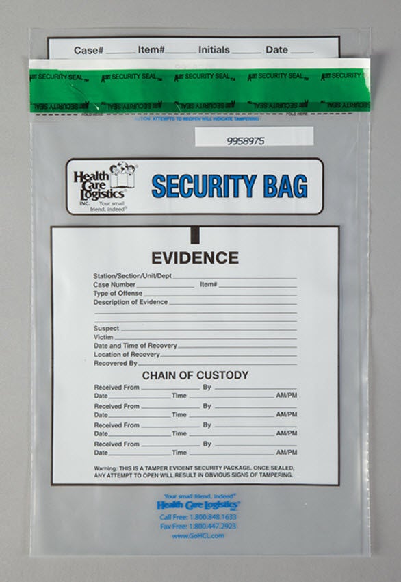 Health Care Logistics - 11308 Chain of Custody Bag HCL® 9 X 12 Inch Polyethylene Adhesive Closure Clear
