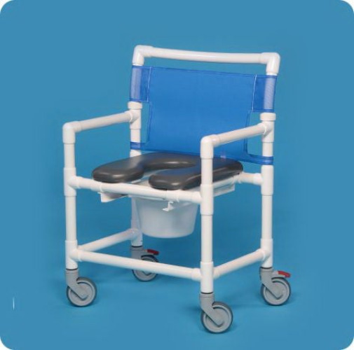 IPU - VL OF9250 OS B Commode / Shower Chair ipu® Fixed Arms PVC Frame Mesh Backrest 28 Inch Seat Width 400 lbs. Weight Capacity