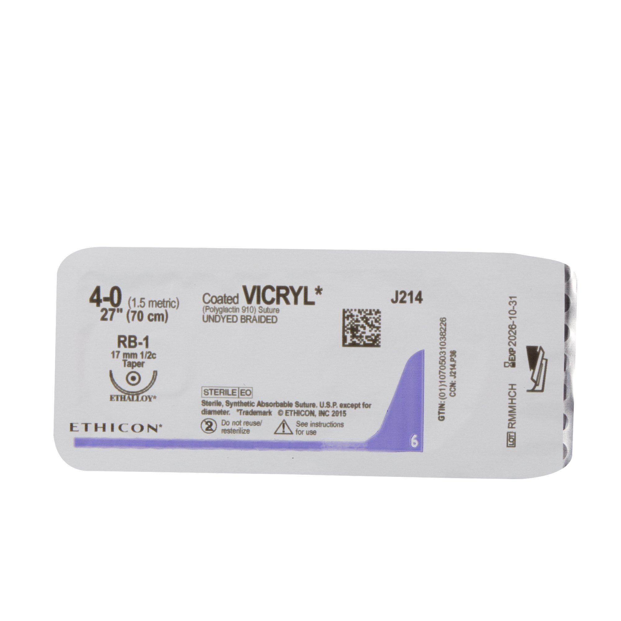 J & J Healthcare Systems J214H - Coated Vicryl™ Suture with Needle - 12/Dozen, 36/Box