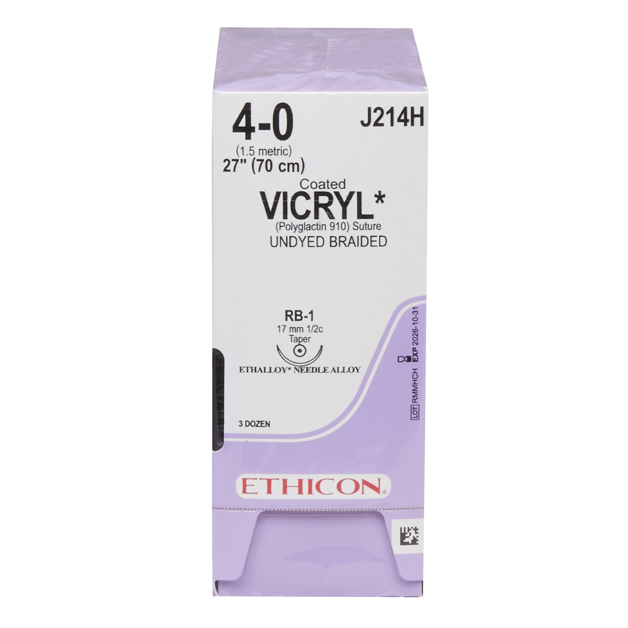 J & J Healthcare Systems J214H - Coated Vicryl™ Suture with Needle - 12/Dozen, 36/Box