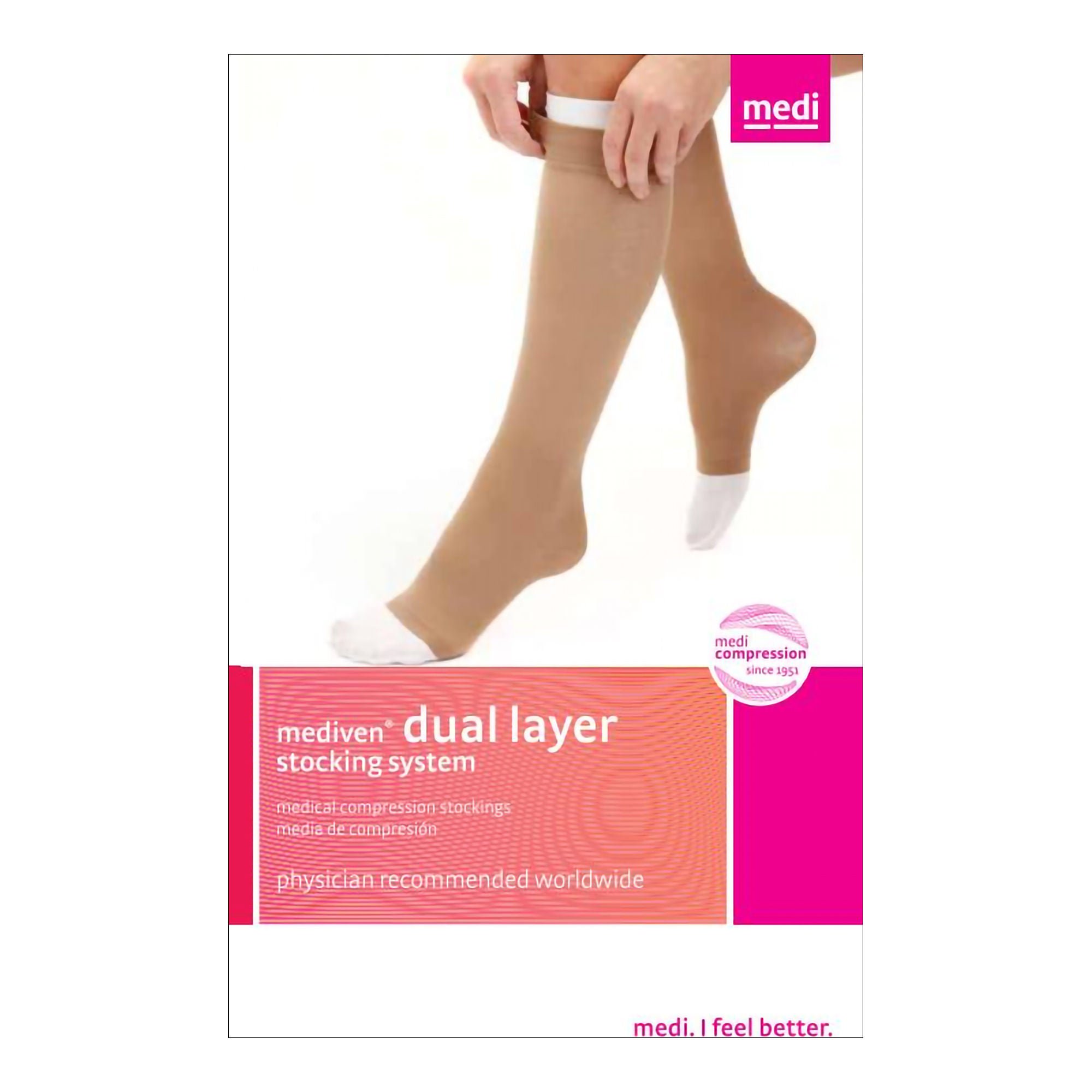 Mediusa - D240015 Compression Stocking with Liner mediven Knee High X-Large Beige Stocking: Open Toe