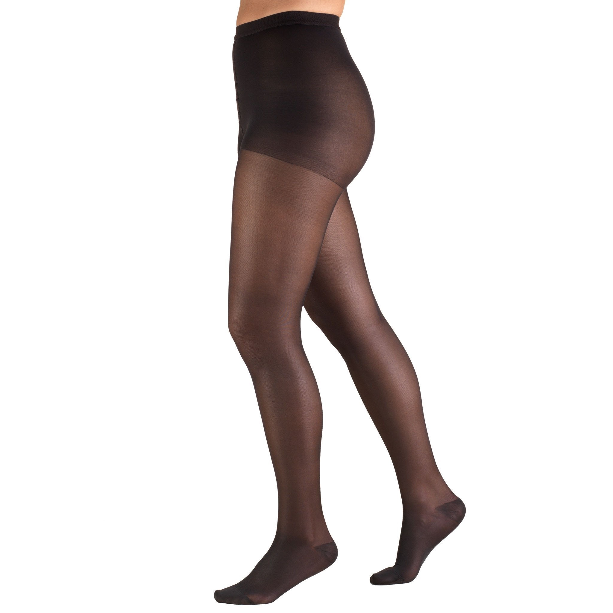 Truform - 1775-BL-QUEEN Compression Pantyhose Truform® Waist High Queen Black Closed Toe