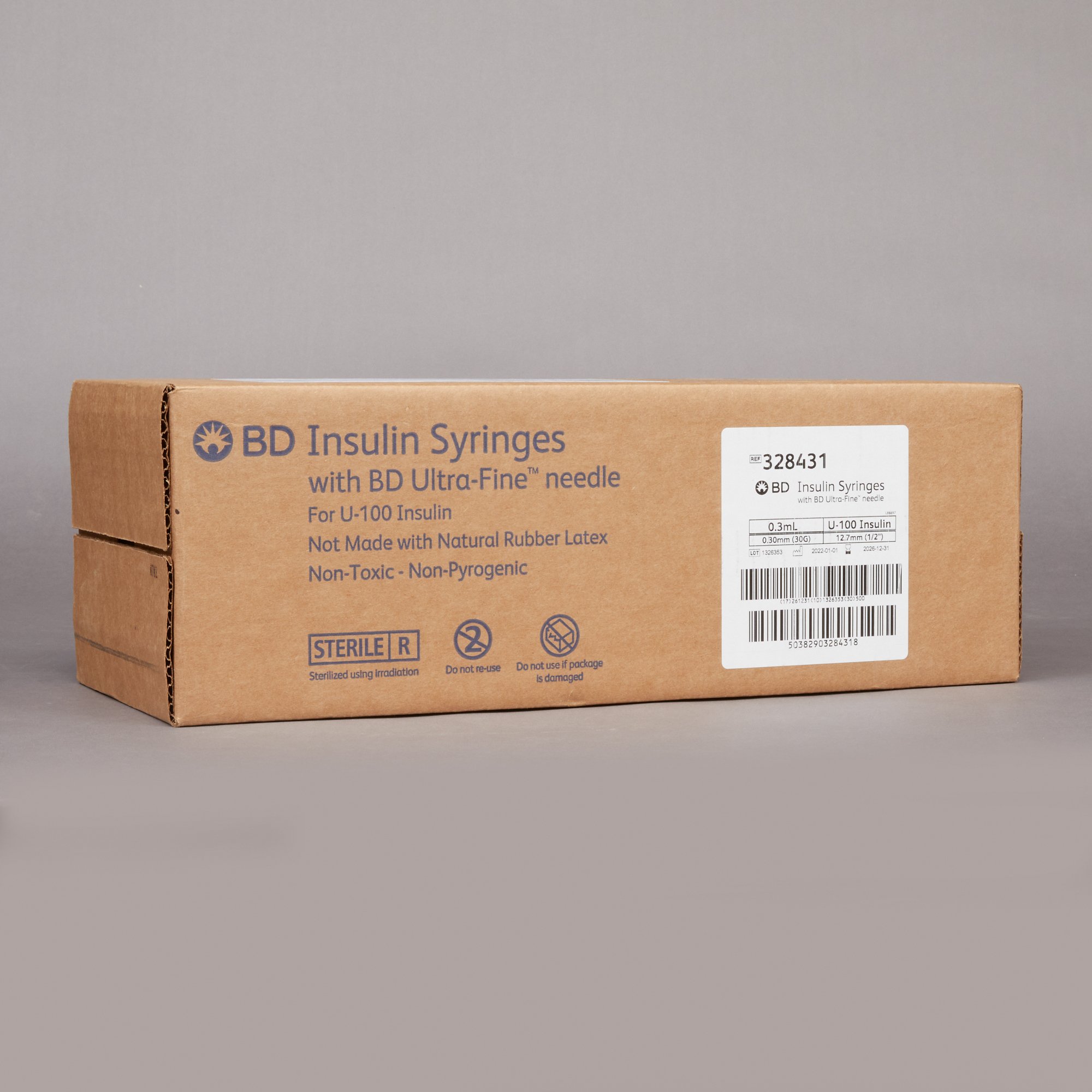 embecta Medical II LLC - 328431 Standard Insulin Syringe with Needle Ultra-Fine™ 0.3 mL 1/2 Inch 30 Gauge NonSafety Regular Wall
