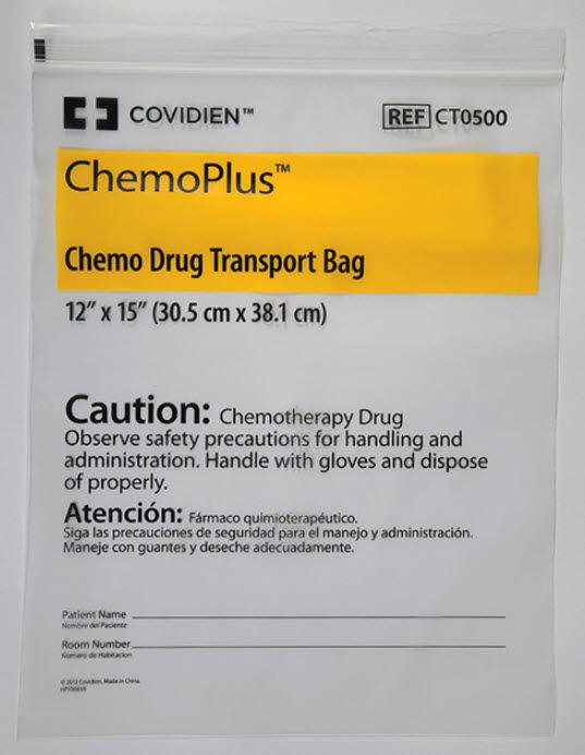 Health Care Logistics - 9491 Hazardous Drug Bag ChemoPlus™ Chemo Drug Transport Bag / Caution Observe Safety Procedures When Handling and Administration Clear 12 X 15 Inch