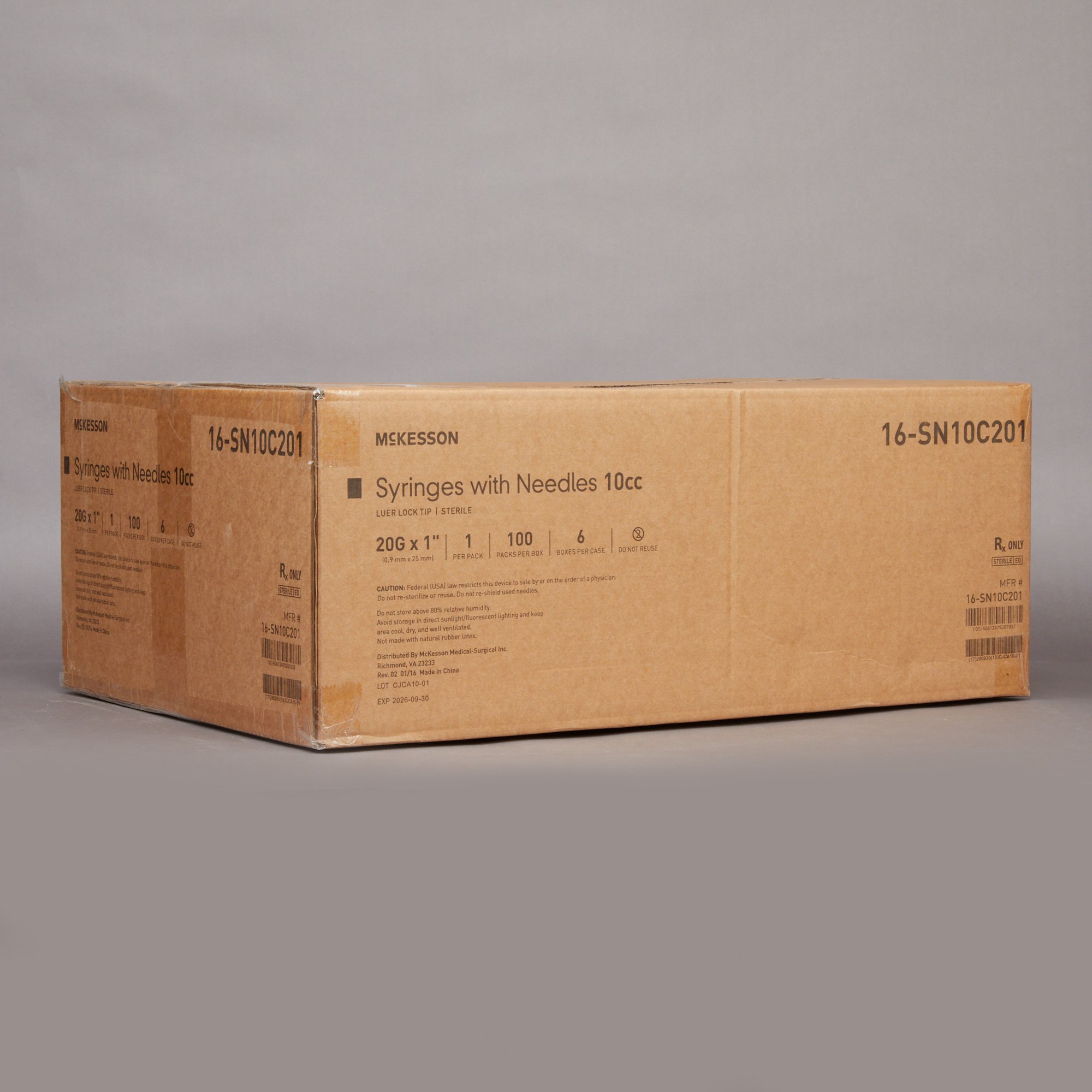 McKesson Brand 16-SN10C201 - McKesson 3 mL Syringe with Needle, 10 mL, 1 Inch Needle Length - 1/Each, 100/Box, 600/Case