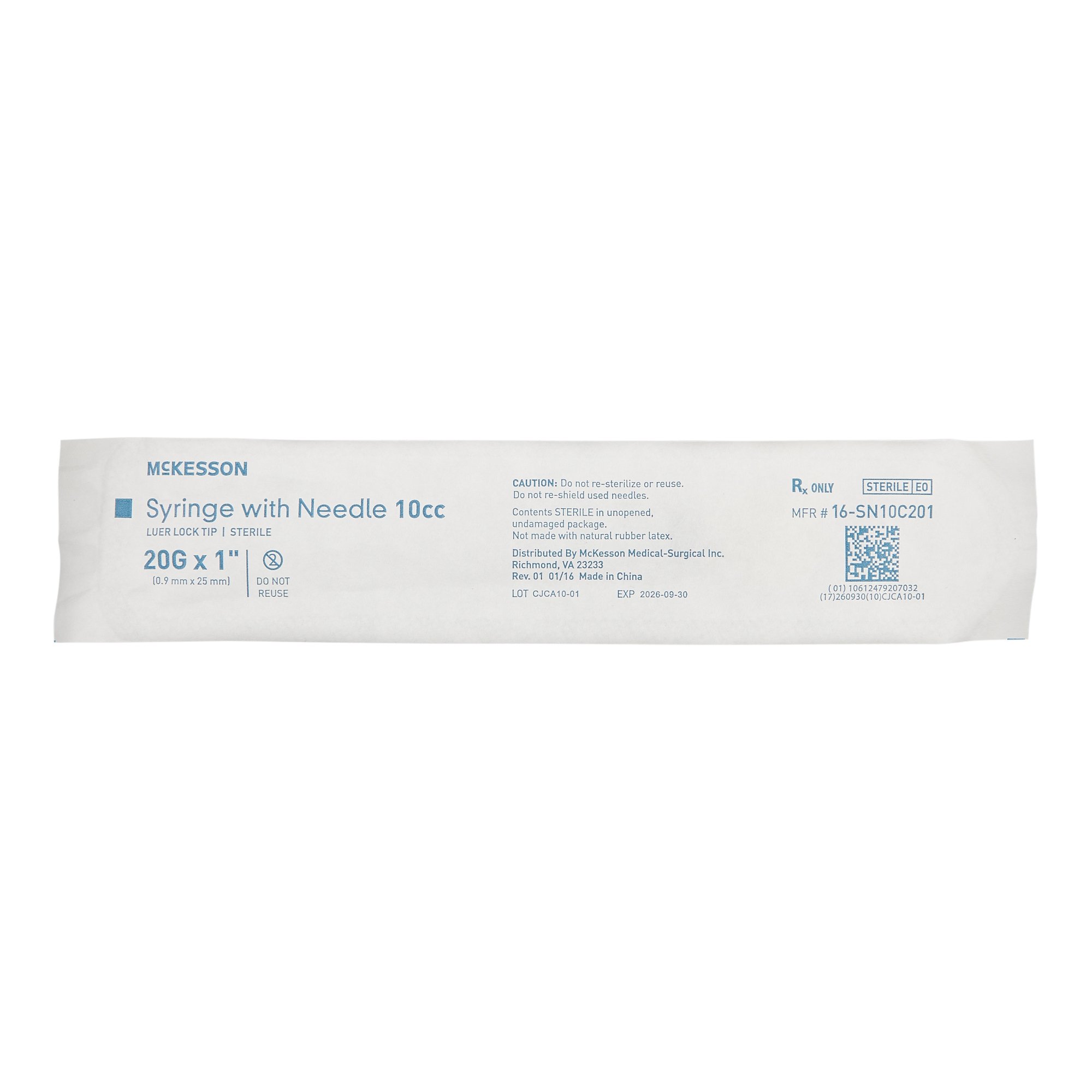 McKesson Brand 16-SN10C201 - McKesson 3 mL Syringe with Needle, 10 mL, 1 Inch Needle Length - 1/Each, 100/Box, 600/Case