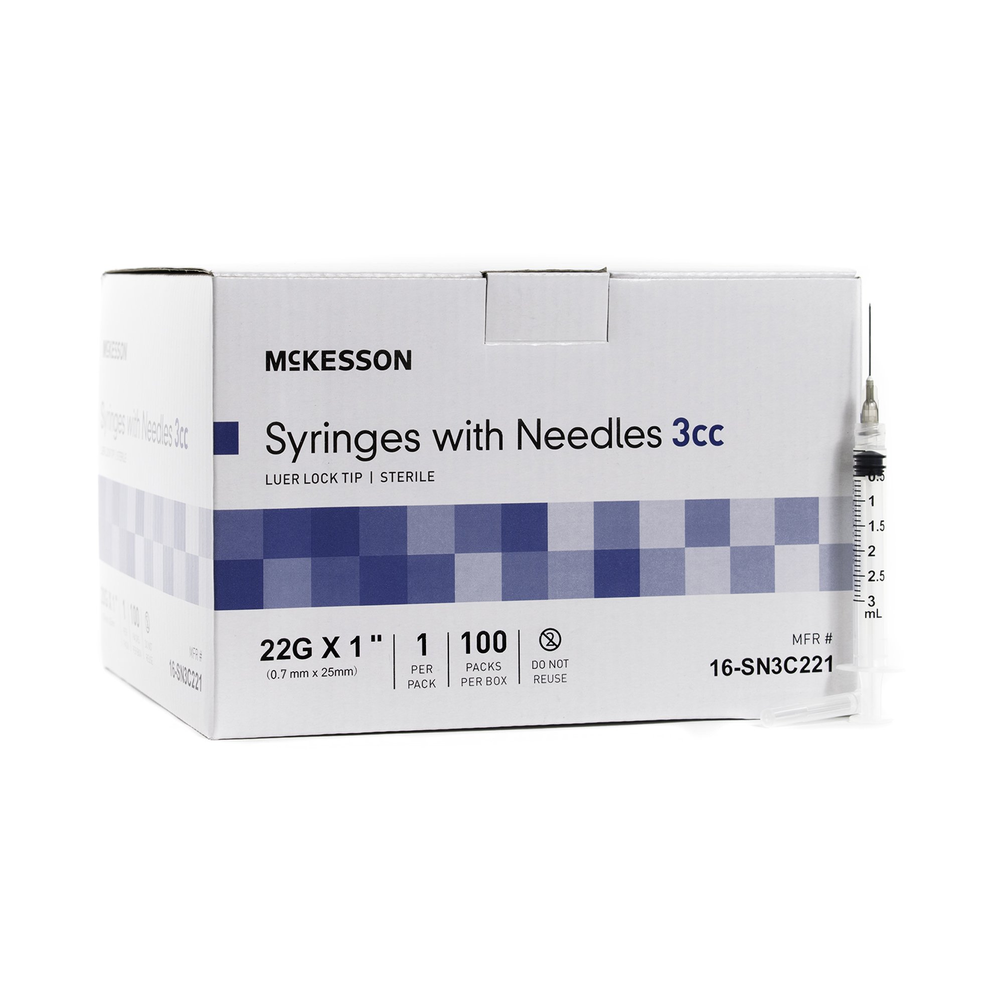 McKesson Brand - 16-SN3C221 McKesson 3 mL Syringe with Needle