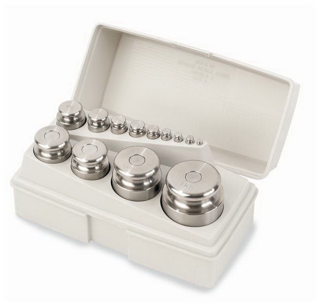 Fisher Anatomical - 02-301-104 Troemner® Calibrated Weight Set ASTM Class 7 Classification, 1 Gram to 1 kg Weight, 1 Gram to 1 kg Mass, 7.85 g/cm3 at 20°C Density, Cylindrical with Handling Knob Shape, Multiple Packaging Quantity
