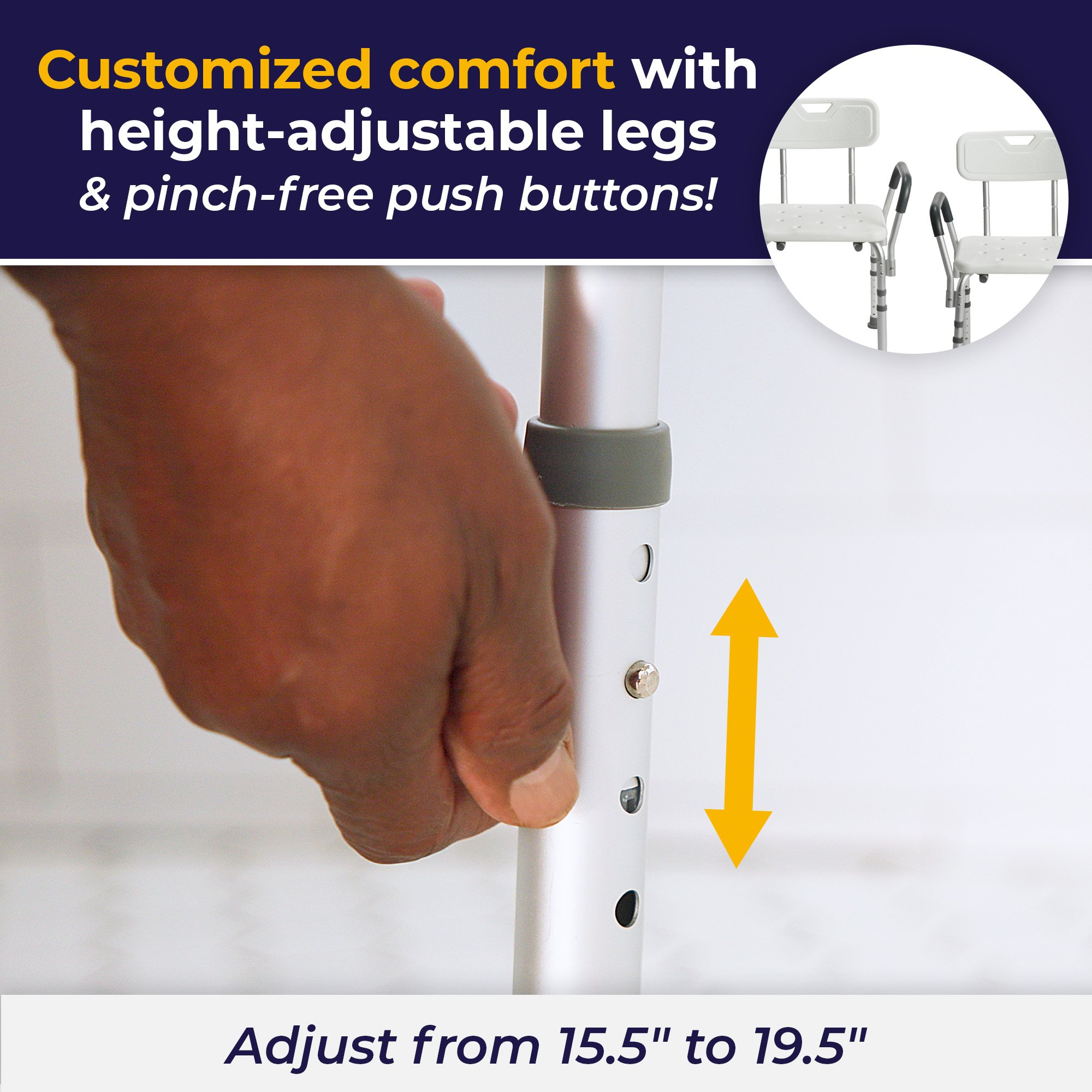 Drive DeVilbiss Healthcare - 12445KD-1 drive™ Shower Chair with Back and Removable Padded Arms