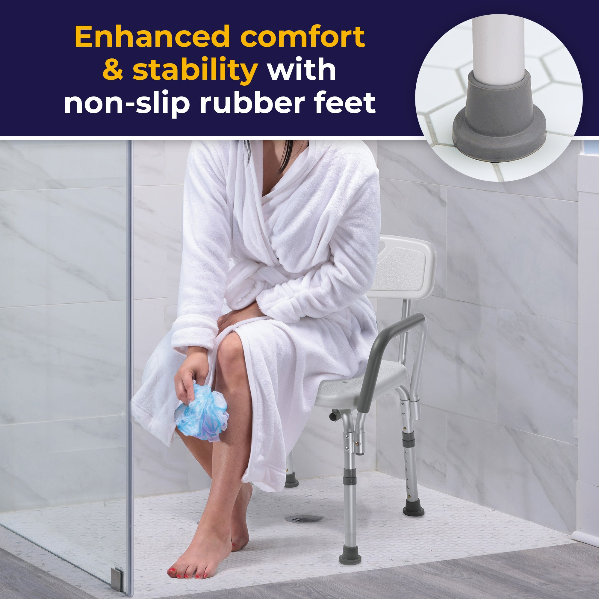 Drive DeVilbiss Healthcare - 12445KD-1 drive™ Shower Chair with Back and Removable Padded Arms