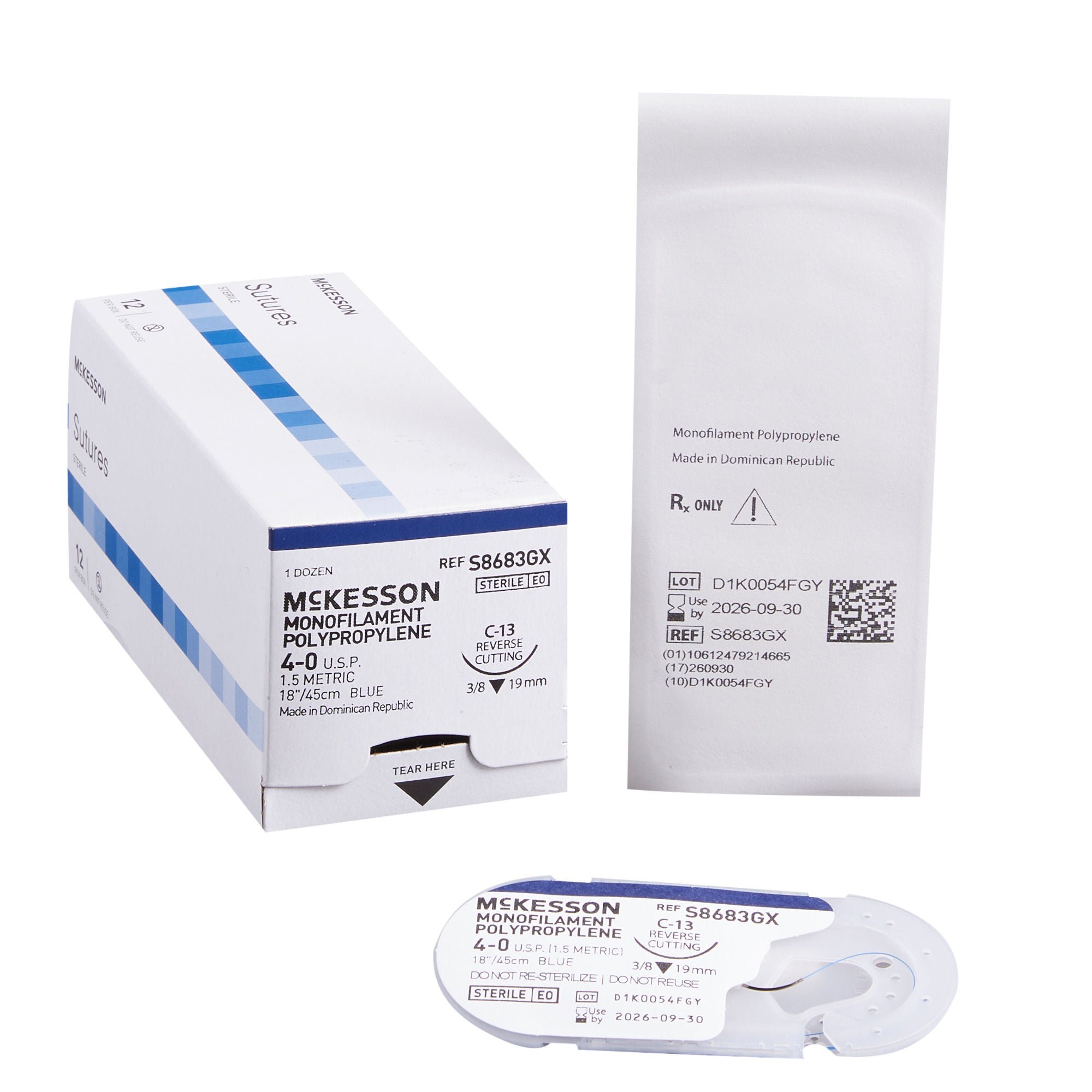 McKesson Brand - S8683GX McKesson Suture with C-13 Needle