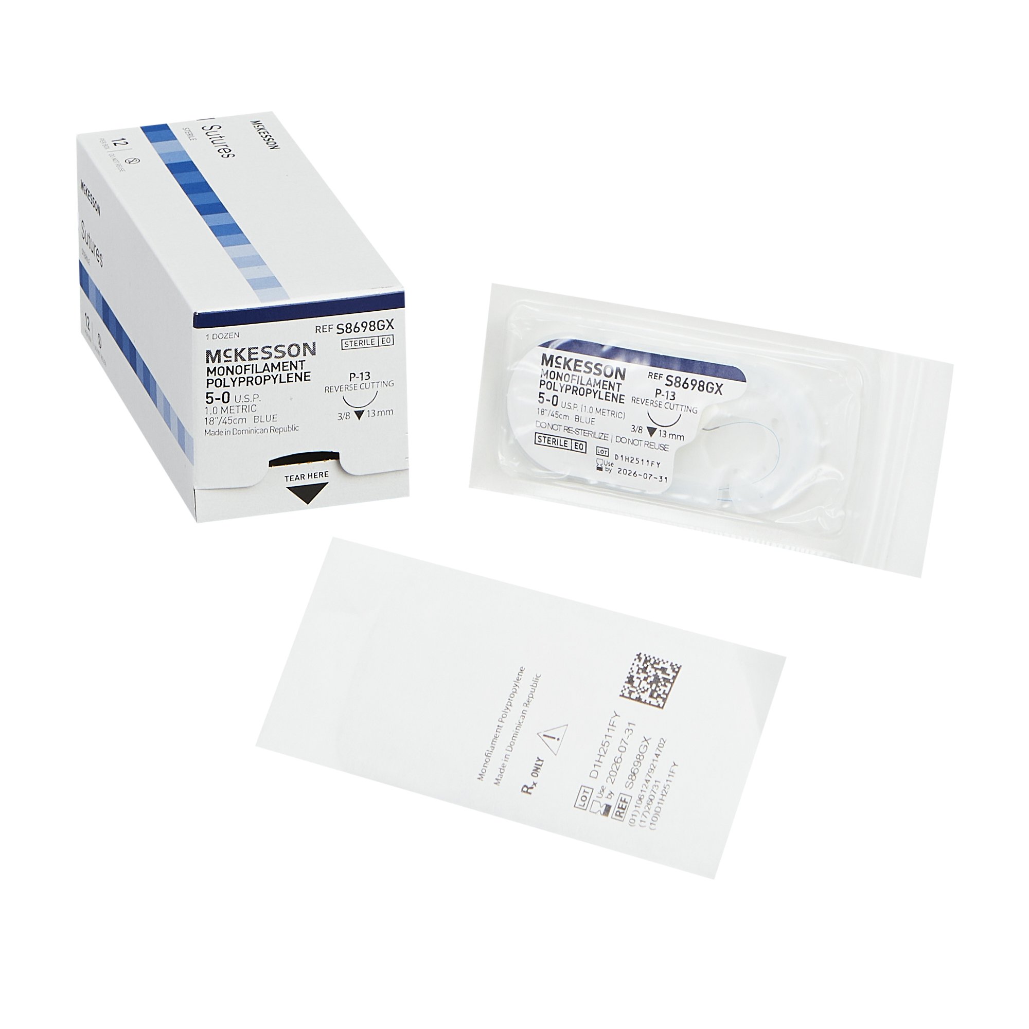 McKesson Brand - S8698GX McKesson Monofilament Polypropylene Suture with P-13 Needle