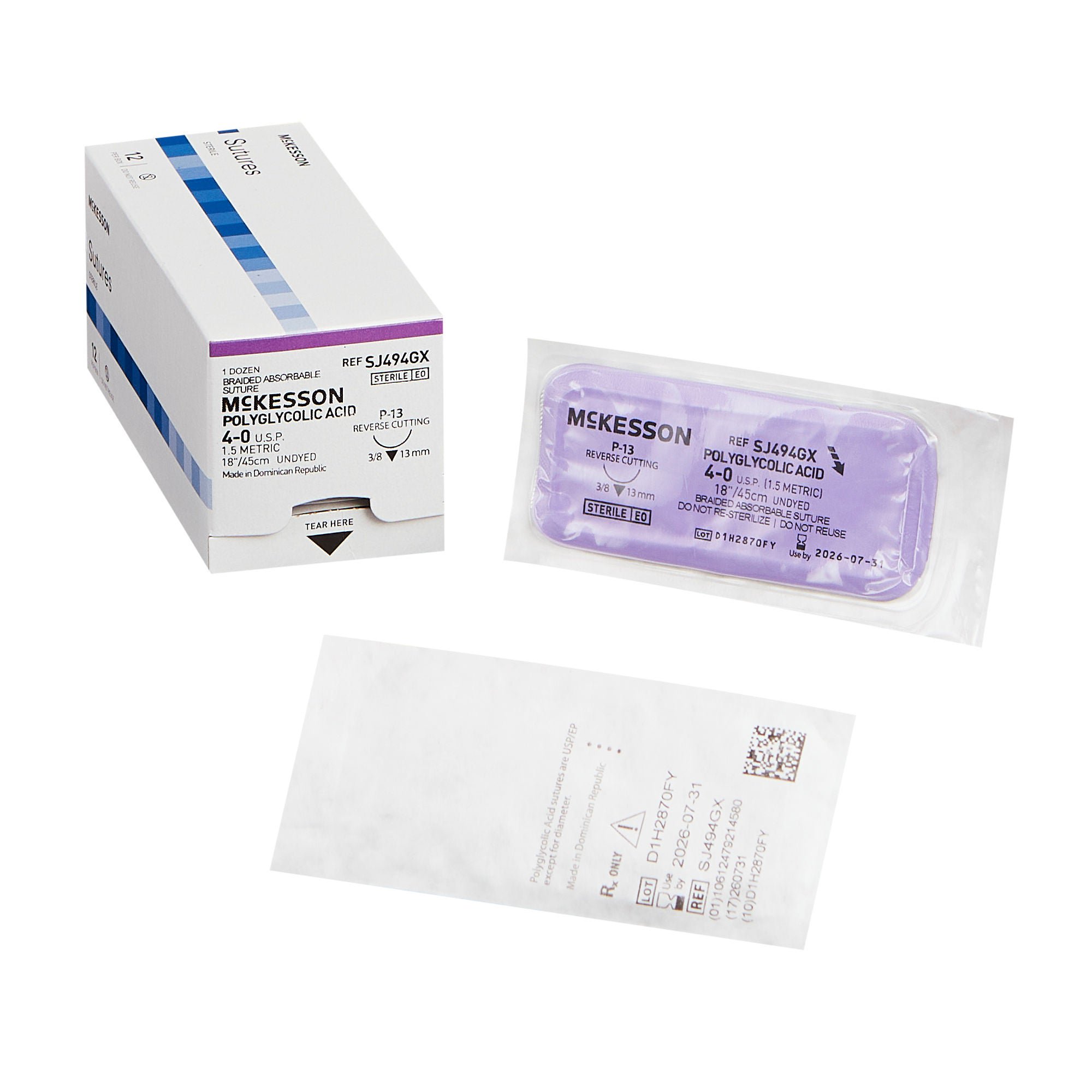 McKesson Brand - SJ494GX McKesson Suture with P-13 Needle