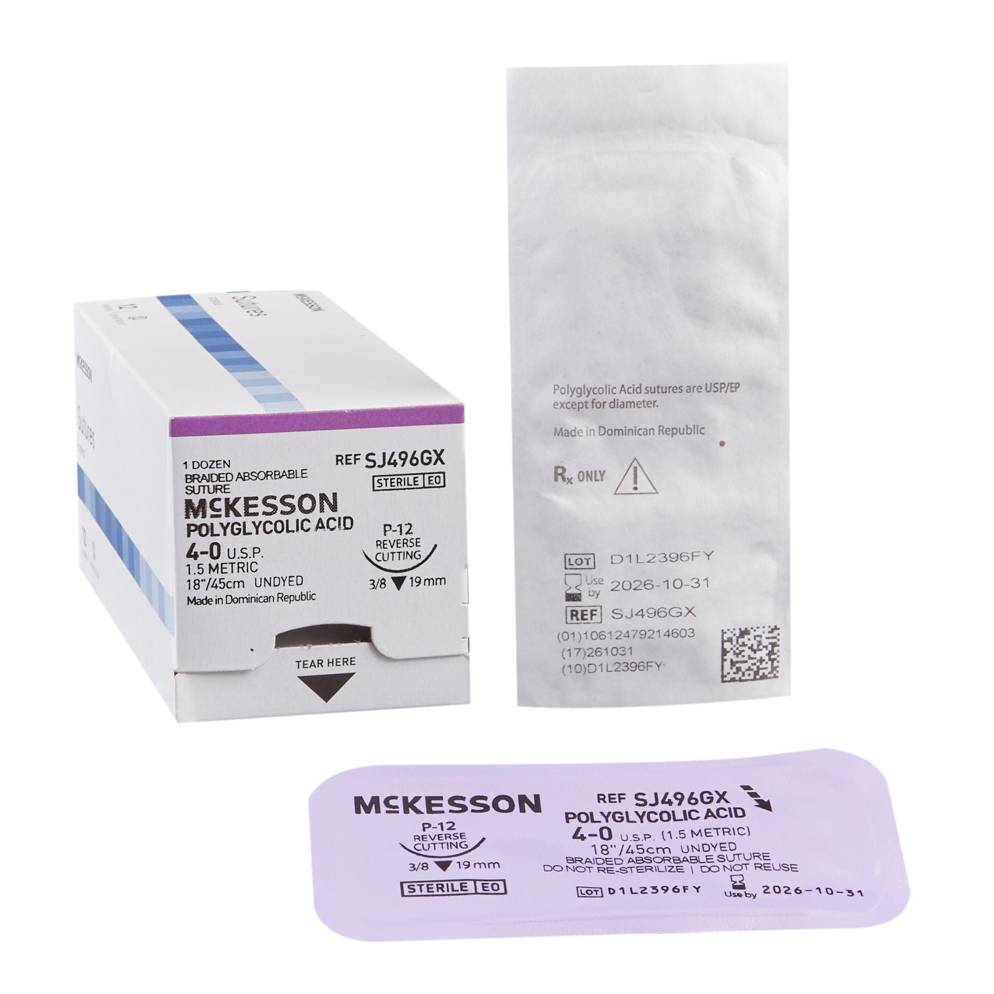 McKesson Brand - SJ496GX McKesson Suture with P-12 Needle