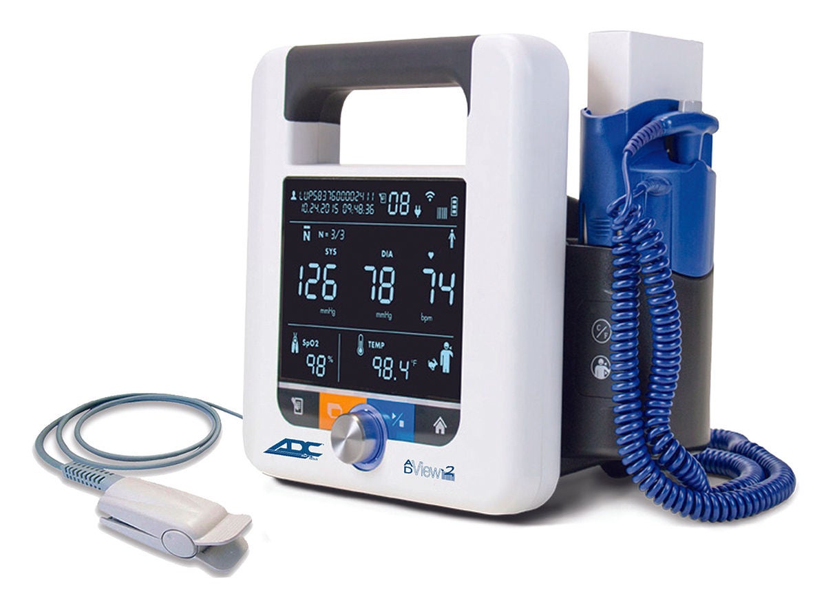 American Diagnostic Corp - 9005BPSTO Vital Signs Monitor Adview™ Spot Check NIBP, SpO2, Temperature AC Power / Battery Operated