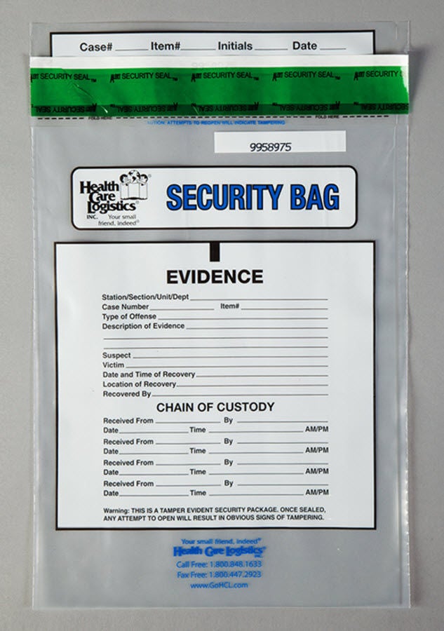 Health Care Logistics - 11309 Chain of Custody Bag HCL® 9 X 12 Inch Polyethylene Adhesive Closure Clear