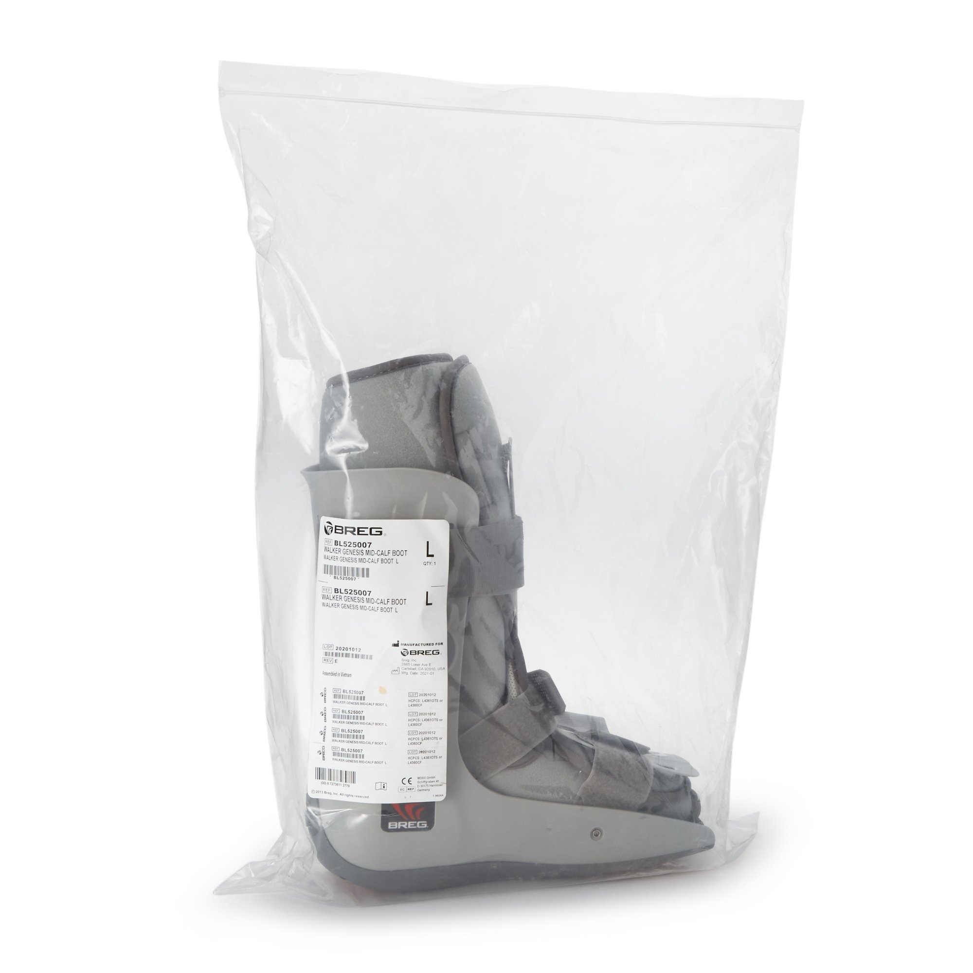Breg BL525007 - Breg® Genesis Mid-Calf Air Walker Boot, Large, Gray - 1/Each