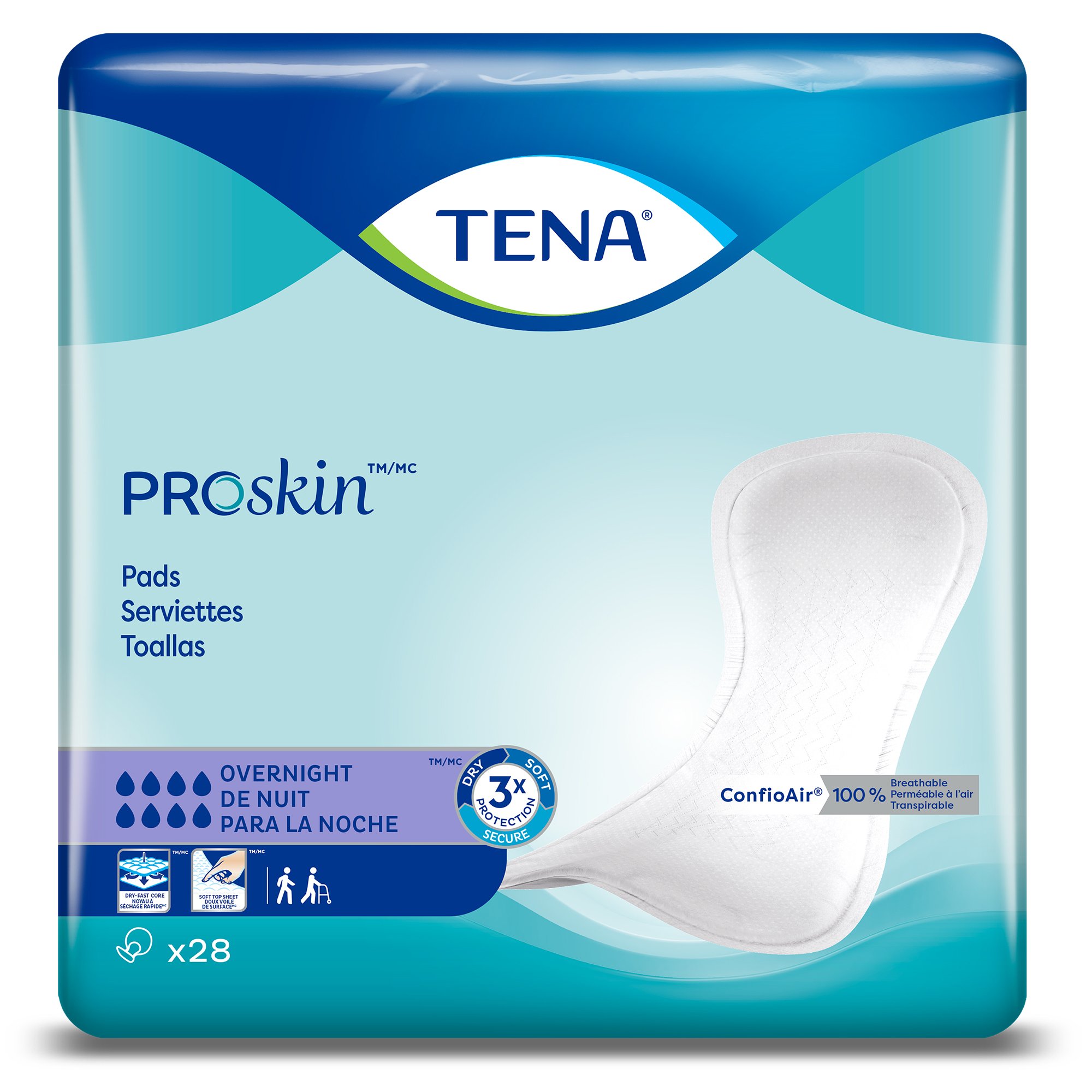 Essity HMS North America Inc - 47809 Tena® ProSkin™ Overnight Incontinence Pads