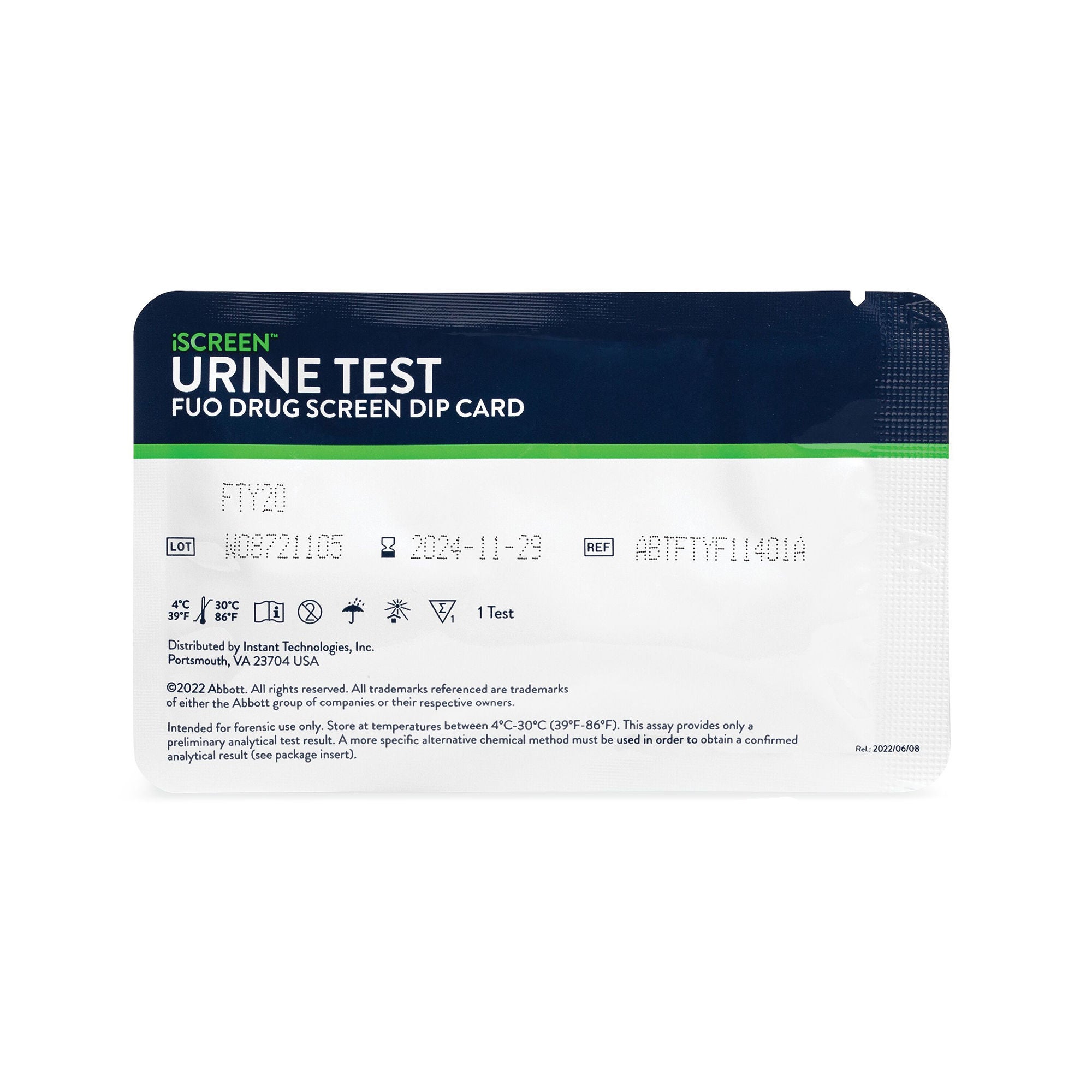 Abbott Rapid Dx North America LLC - DOA-354 Drugs of Abuse Test Kit COC, mAMP/MET, OPI, PCP, THC 25 Tests CLIA Non-Waived