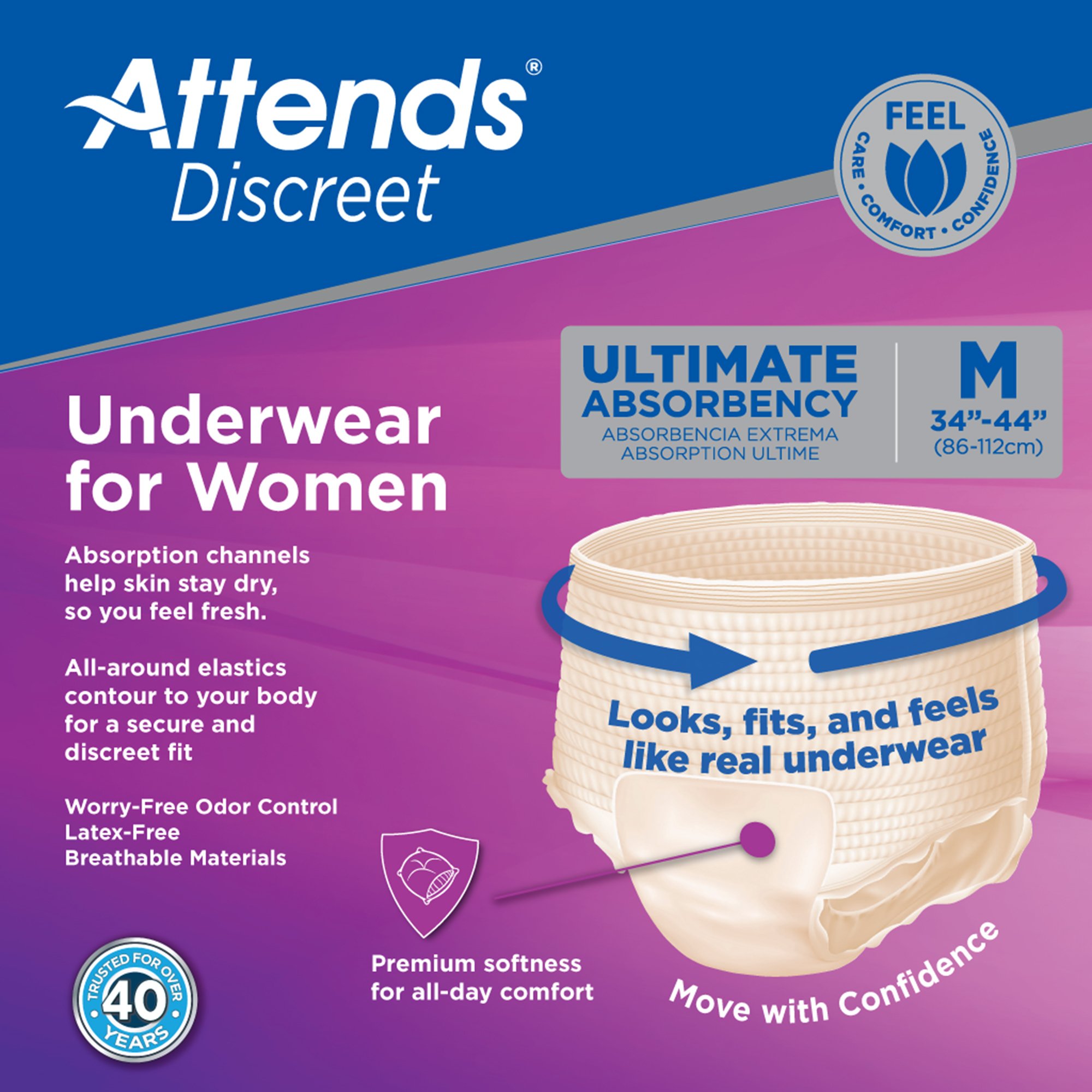 Attends Healthcare Products ADUF20 - Attends® Discreet Women's Underwear, Level 5, Medium - 20/Bag, 80/Case