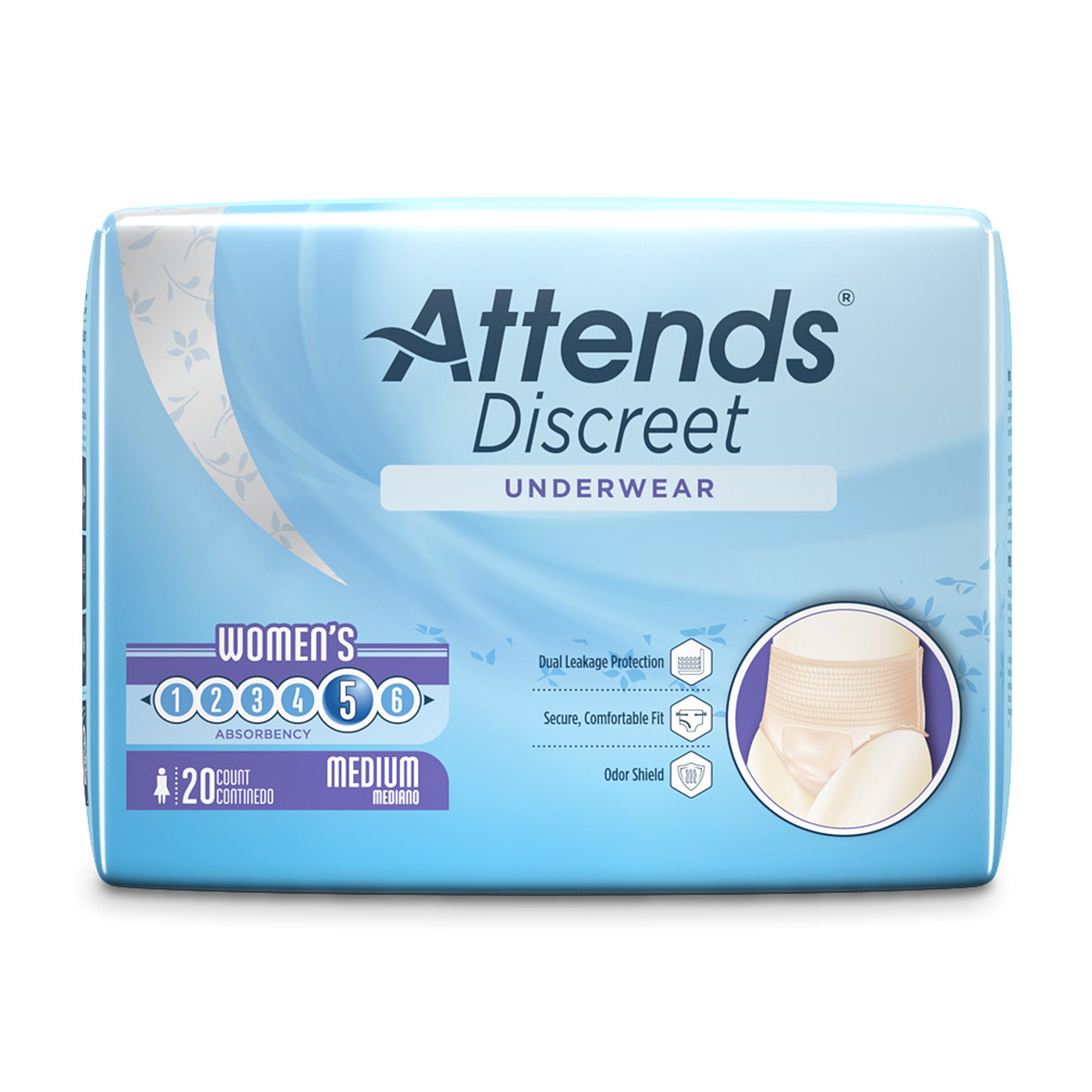 Attends Healthcare Products ADUF20 - Attends® Discreet Women's Underwear, Level 5, Medium - 20/Bag, 80/Case