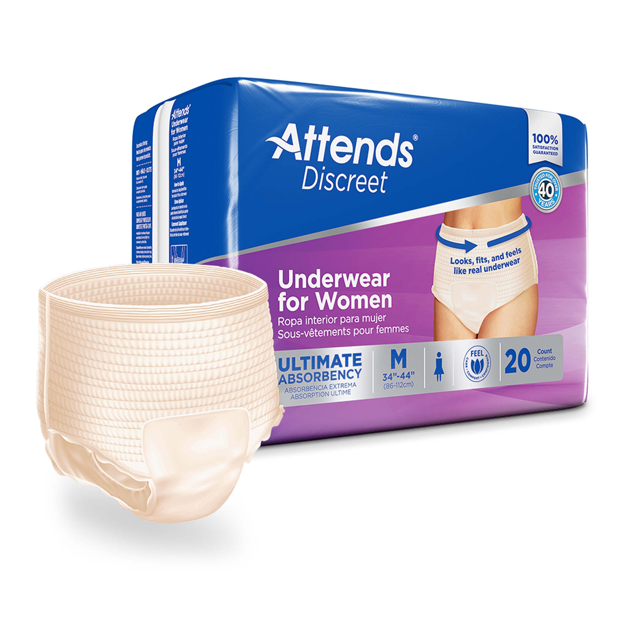Attends Healthcare Products ADUF20 - Attends® Discreet Women's Underwear, Level 5, Medium - 20/Bag, 80/Case