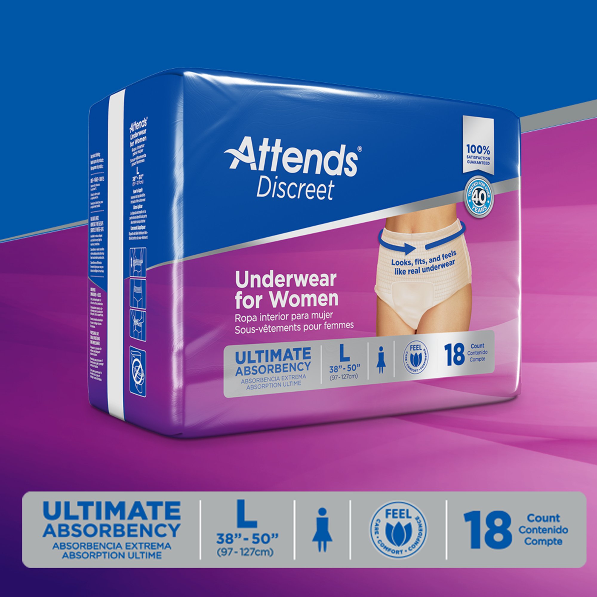 Attends Healthcare Products ADUF30 - Attends® Discreet Women's Underwear, Level 5, Large - 18/Bag, 72/Case