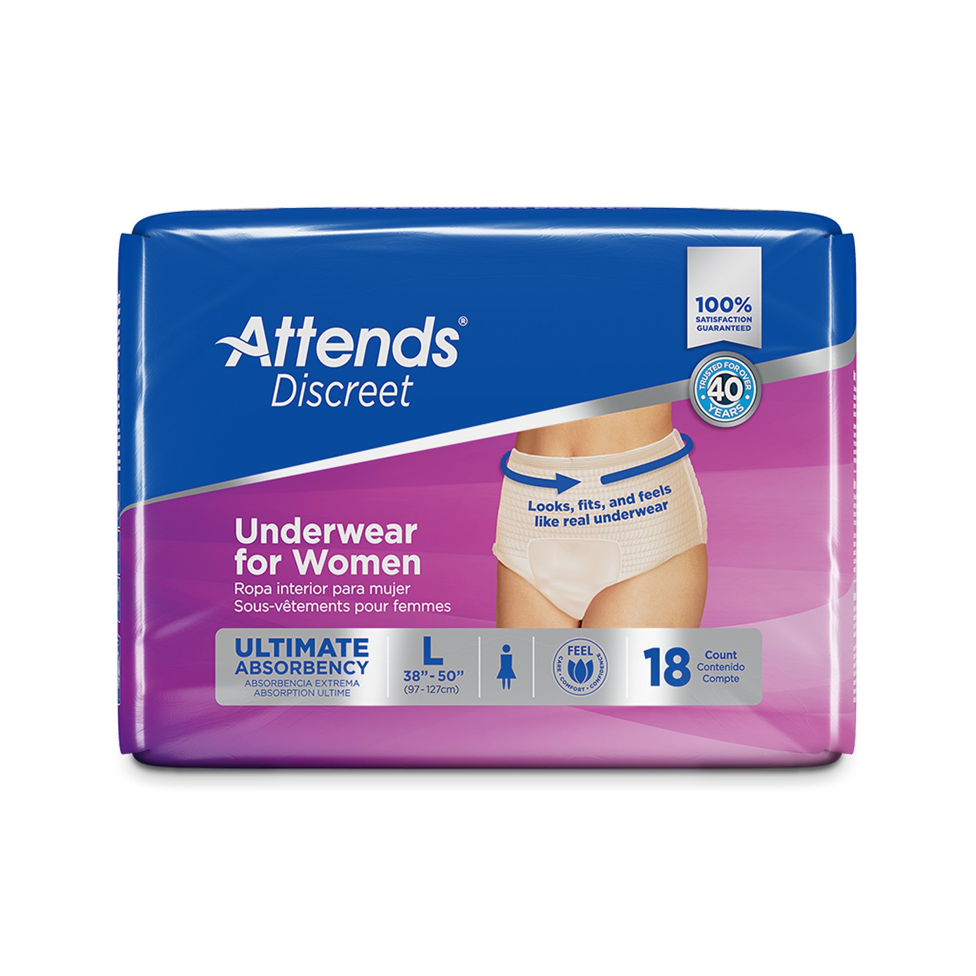 Attends Healthcare Products ADUF30 - Attends® Discreet Women's Underwear, Level 5, Large - 18/Bag, 72/Case