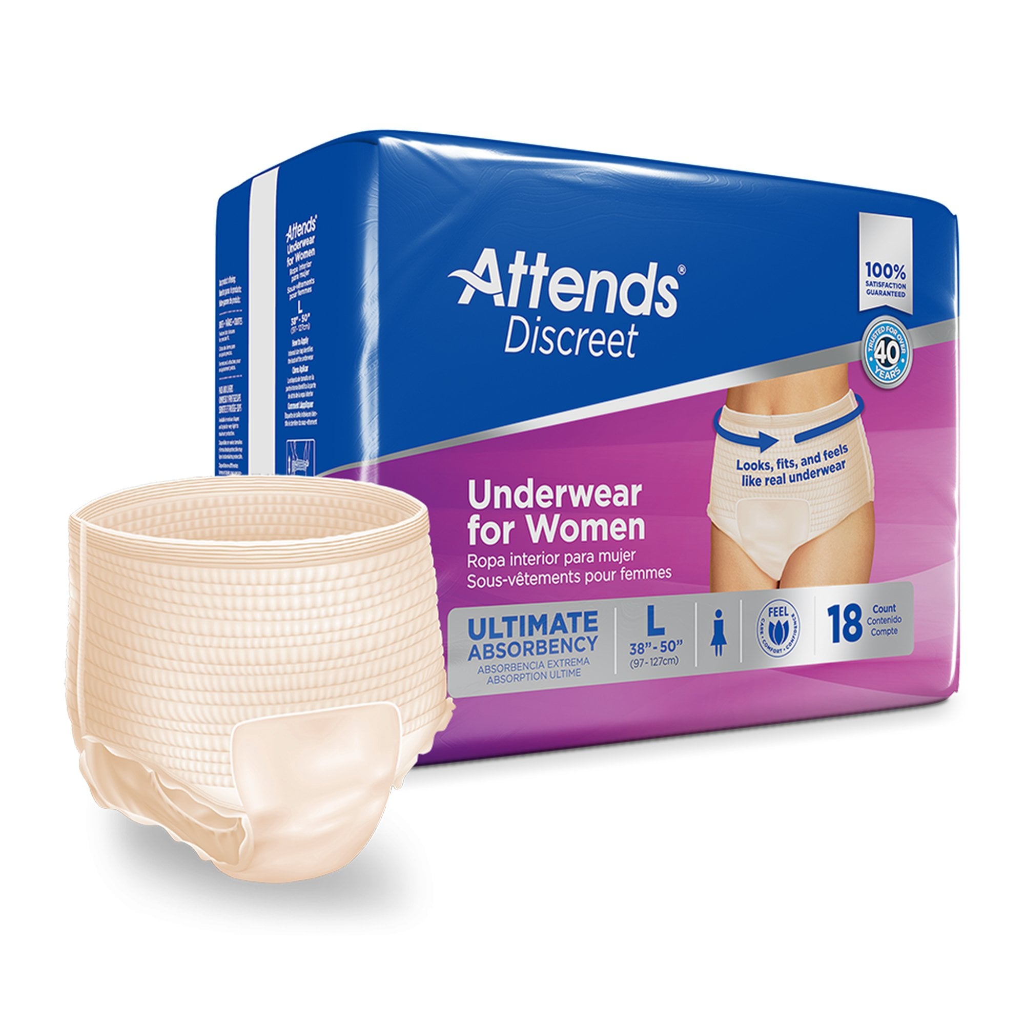 Attends Healthcare Products ADUF30 - Attends® Discreet Women's Underwear, Level 5, Large - 18/Bag, 72/Case