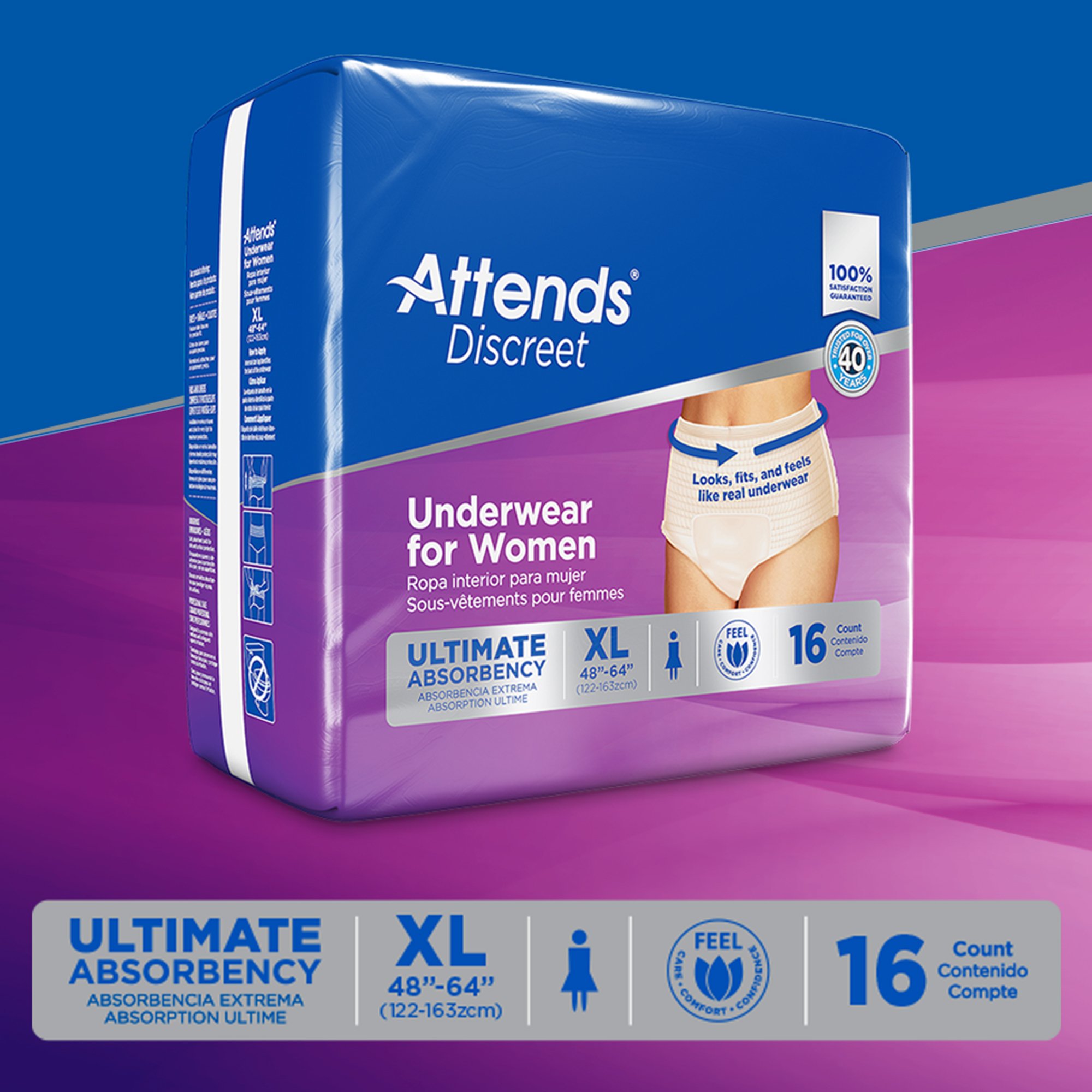 Attends Healthcare Products ADUF40 - Attends® Discreet Women's Underwear, Level 5, X-Large - 16/Bag, 64/Case