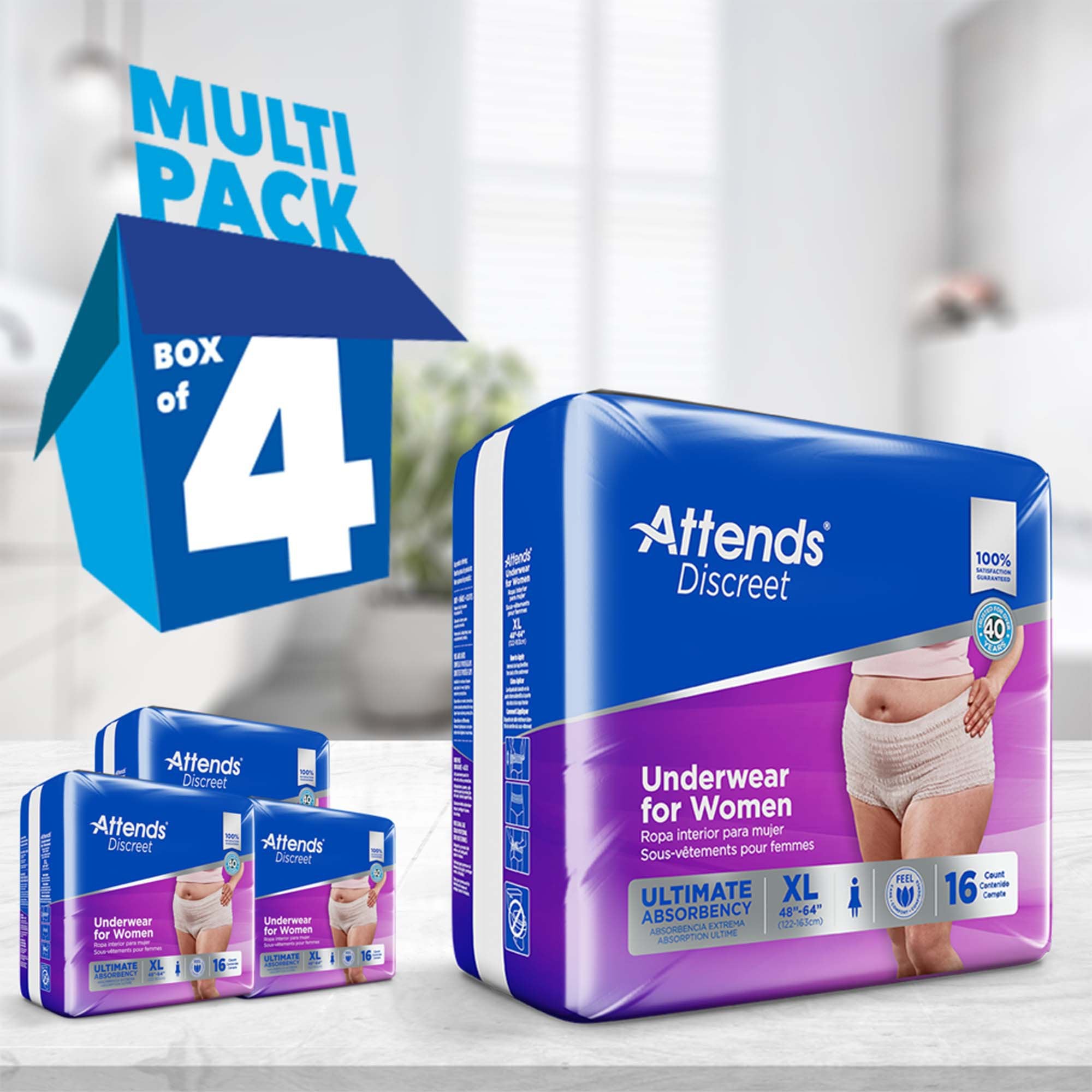 Attends Healthcare Products ADUF40 - Attends® Discreet Women's Underwear, Level 5, X-Large - 16/Bag, 64/Case