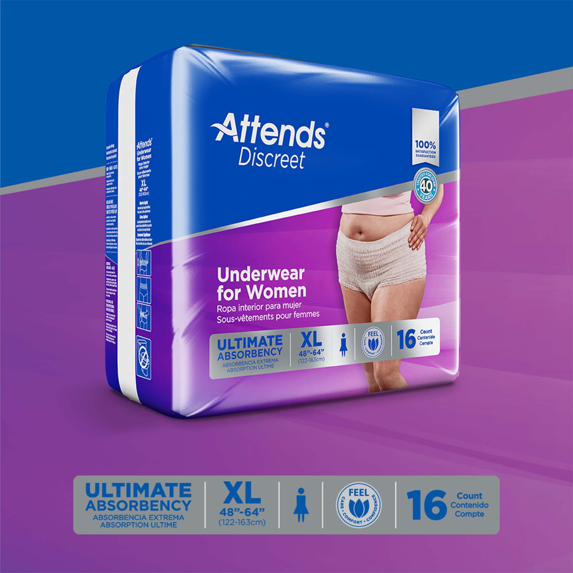 Attends Healthcare Products ADUF40 - Attends® Discreet Women's Underwear, Level 5, X-Large - 16/Bag, 64/Case