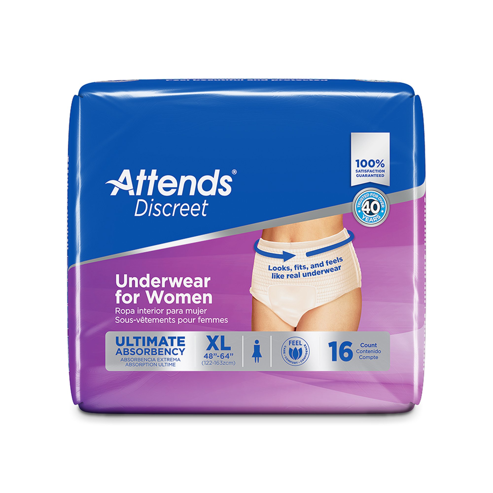 Attends Healthcare Products ADUF40 - Attends® Discreet Women's Underwear, Level 5, X-Large - 16/Bag, 64/Case