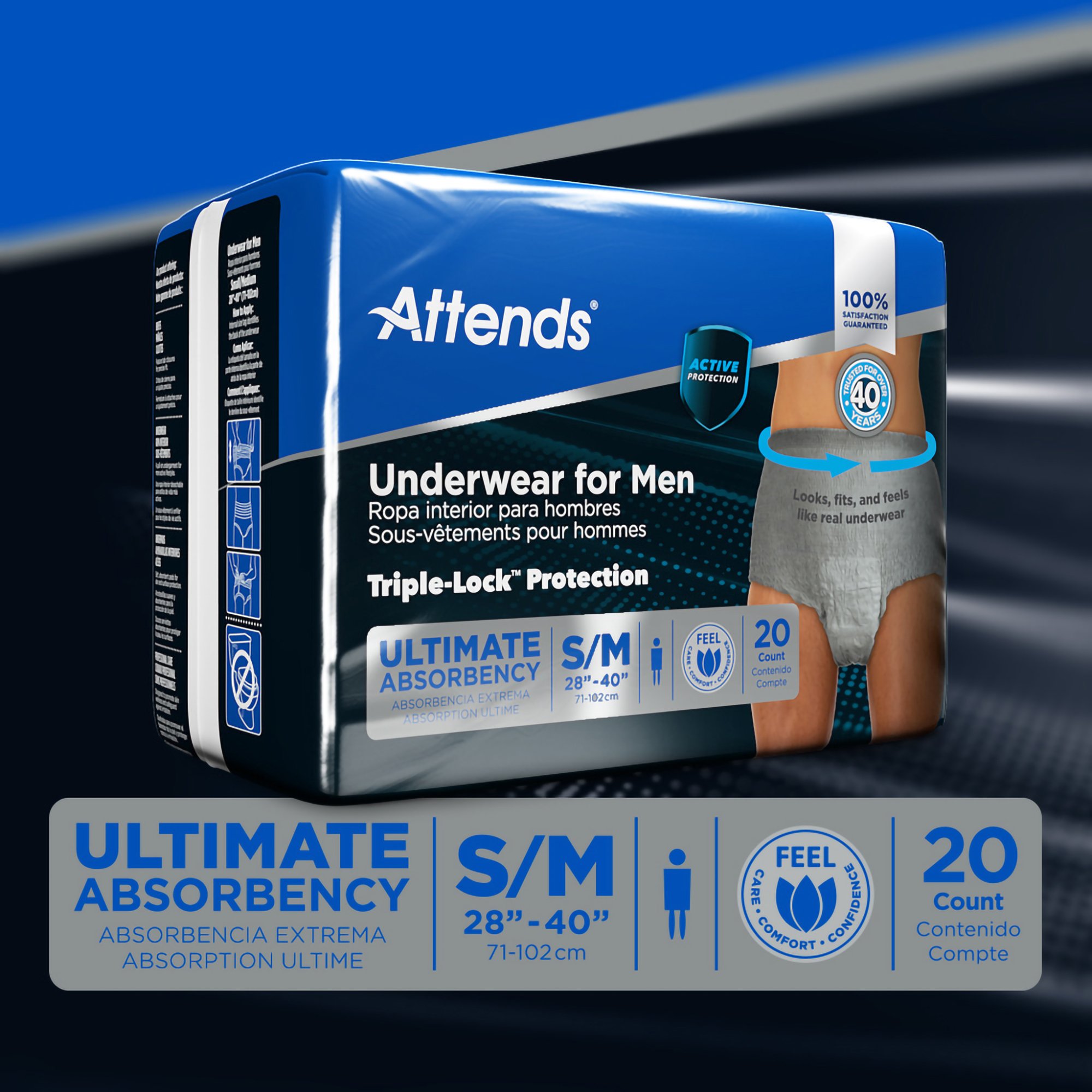 Attends Healthcare Products ADUM15 - Attends® Discreet Men's Underwear, Level 5, Small / Medium - 20/Bag, 80/Case