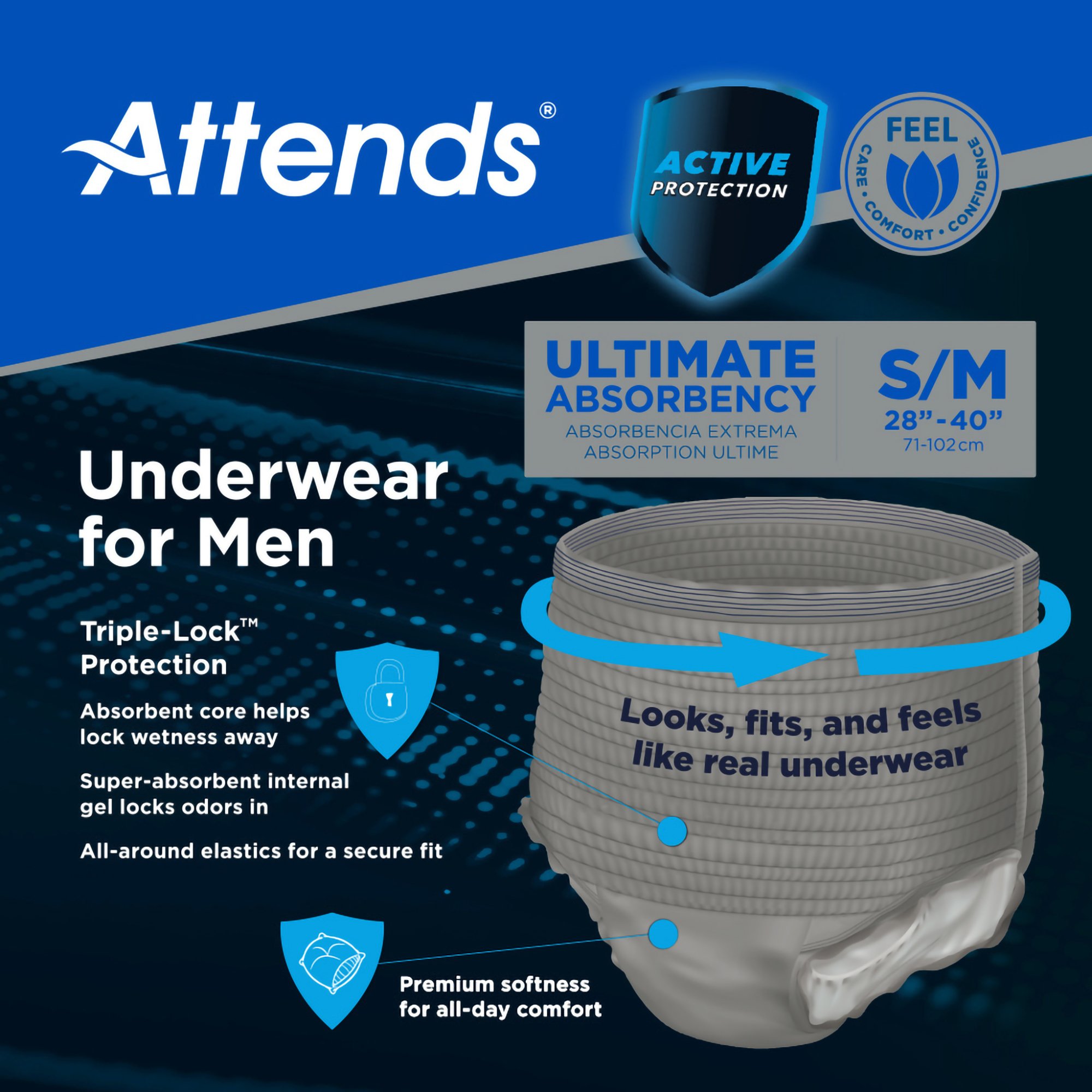 Attends Healthcare Products ADUM15 - Attends® Discreet Men's Underwear, Level 5, Small / Medium - 20/Bag, 80/Case