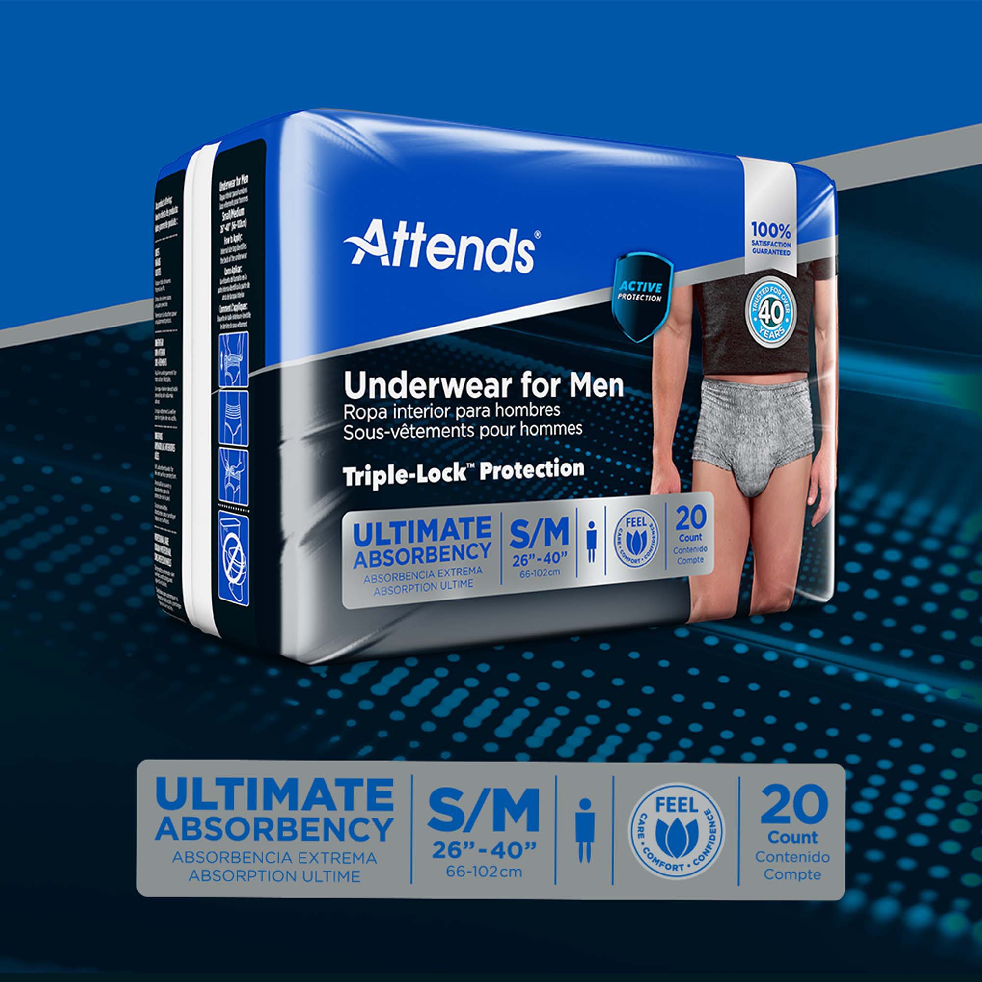 Attends Healthcare Products ADUM15 - Attends® Discreet Men's Underwear, Level 5, Small / Medium - 20/Bag, 80/Case