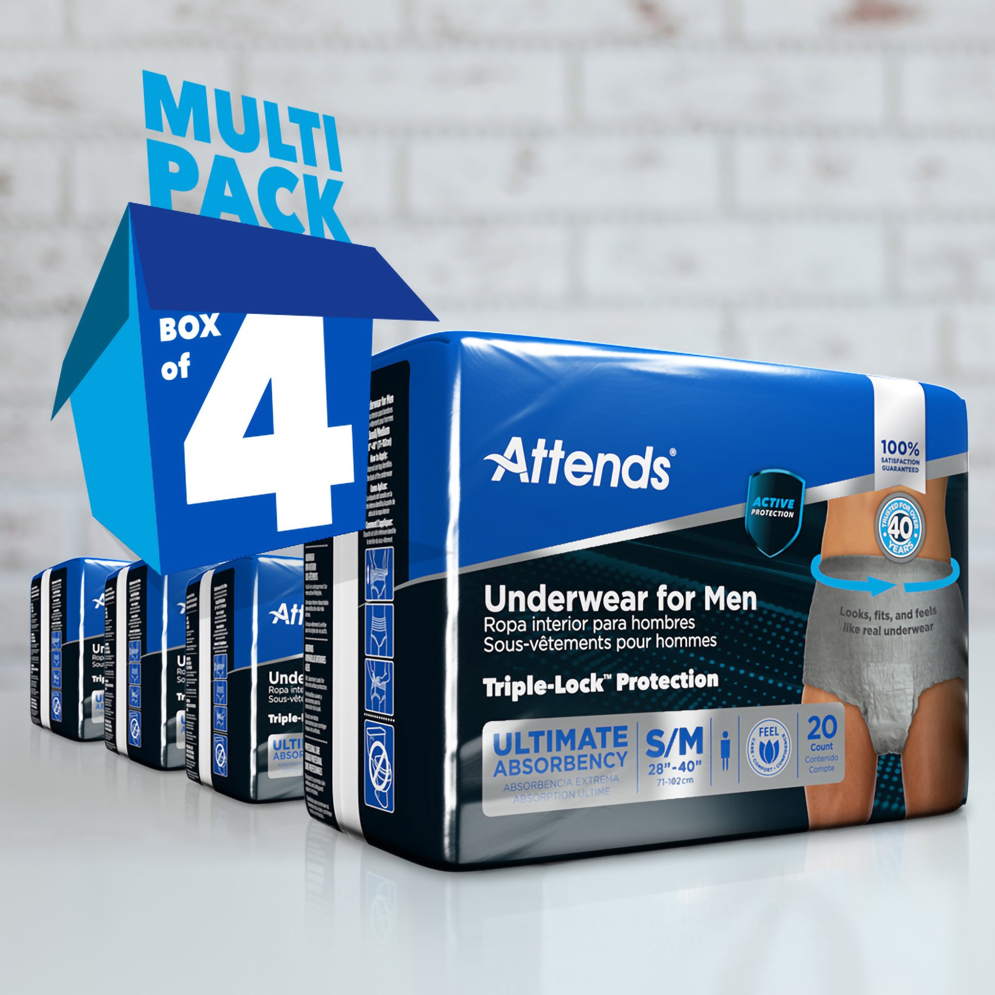 Attends Healthcare Products ADUM15 - Attends® Discreet Men's Underwear, Level 5, Small / Medium - 20/Bag, 80/Case