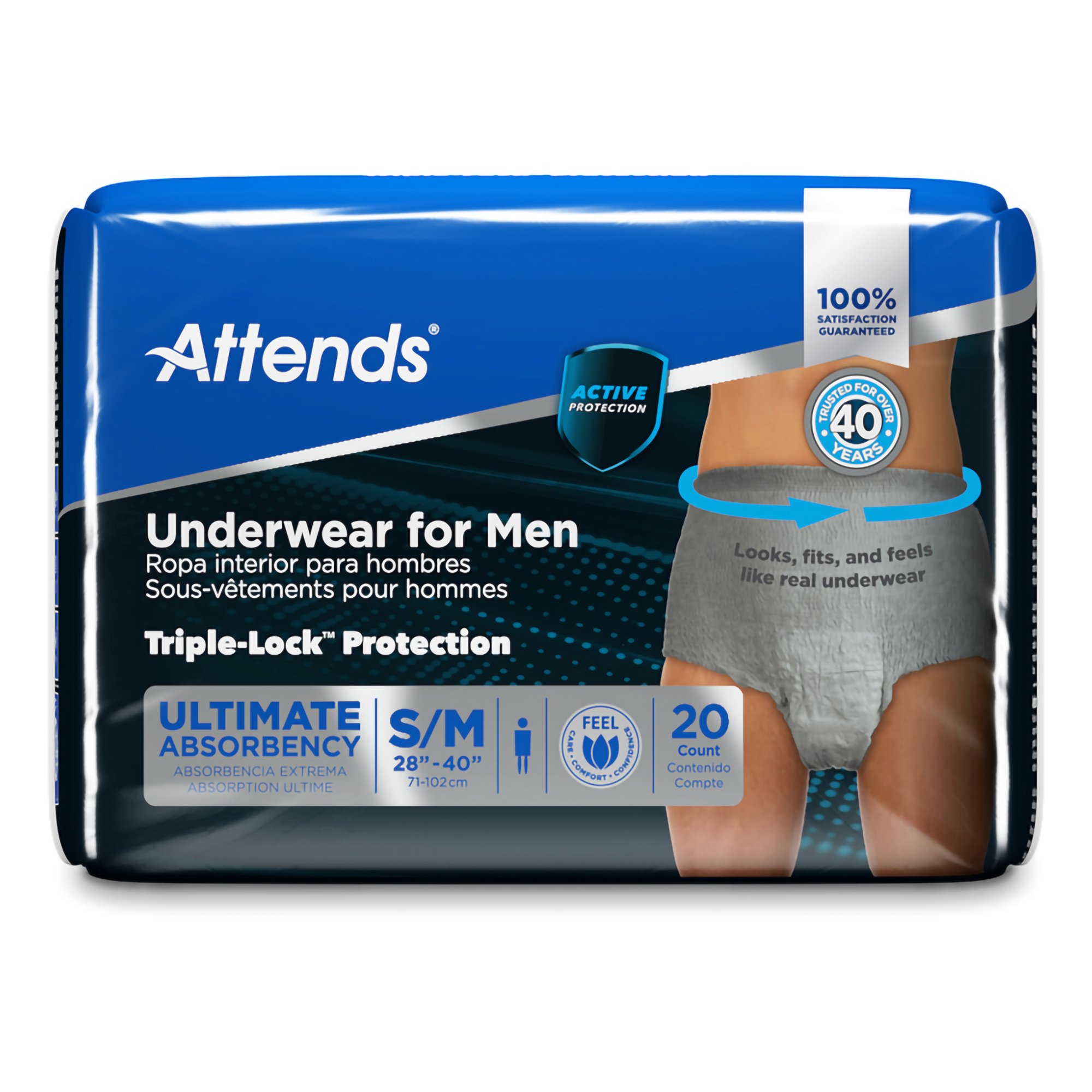 Attends Healthcare Products ADUM15 - Attends® Discreet Men's Underwear, Level 5, Small / Medium - 20/Bag, 80/Case