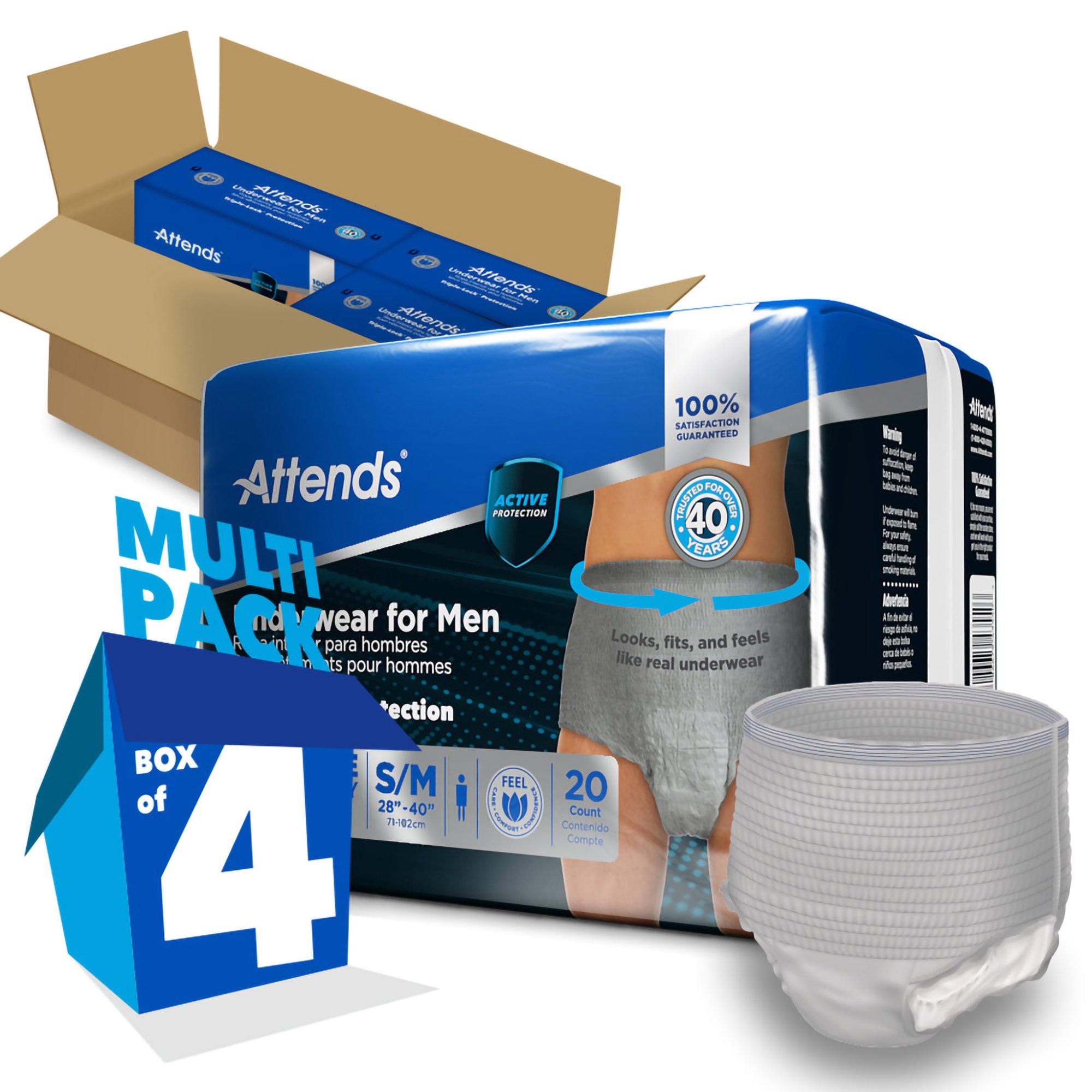 Attends Healthcare Products ADUM15 - Attends® Discreet Men's Underwear, Level 5, Small / Medium - 20/Bag, 80/Case