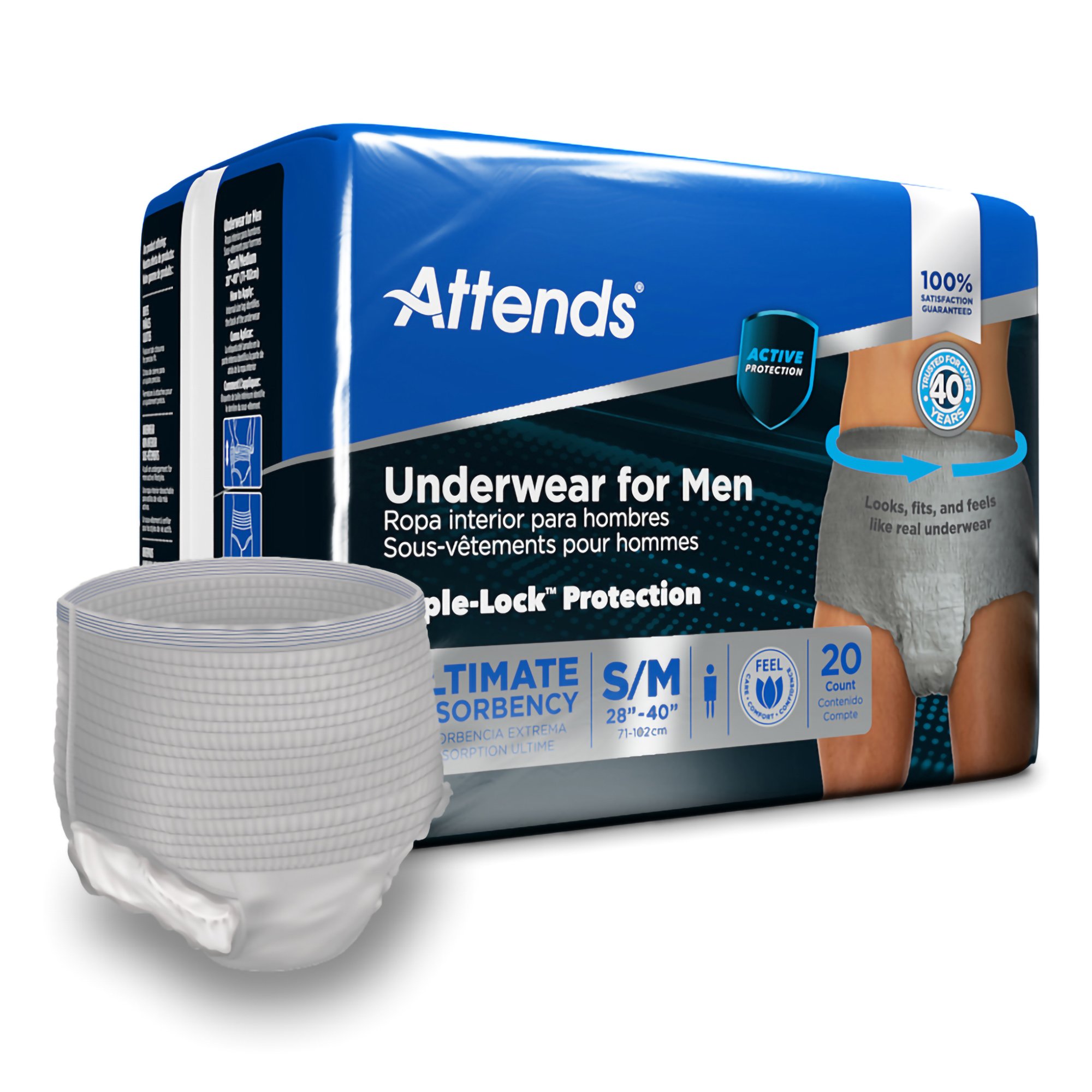 Attends Healthcare Products ADUM15 - Attends® Discreet Men's Underwear, Level 5, Small / Medium - 20/Bag, 80/Case