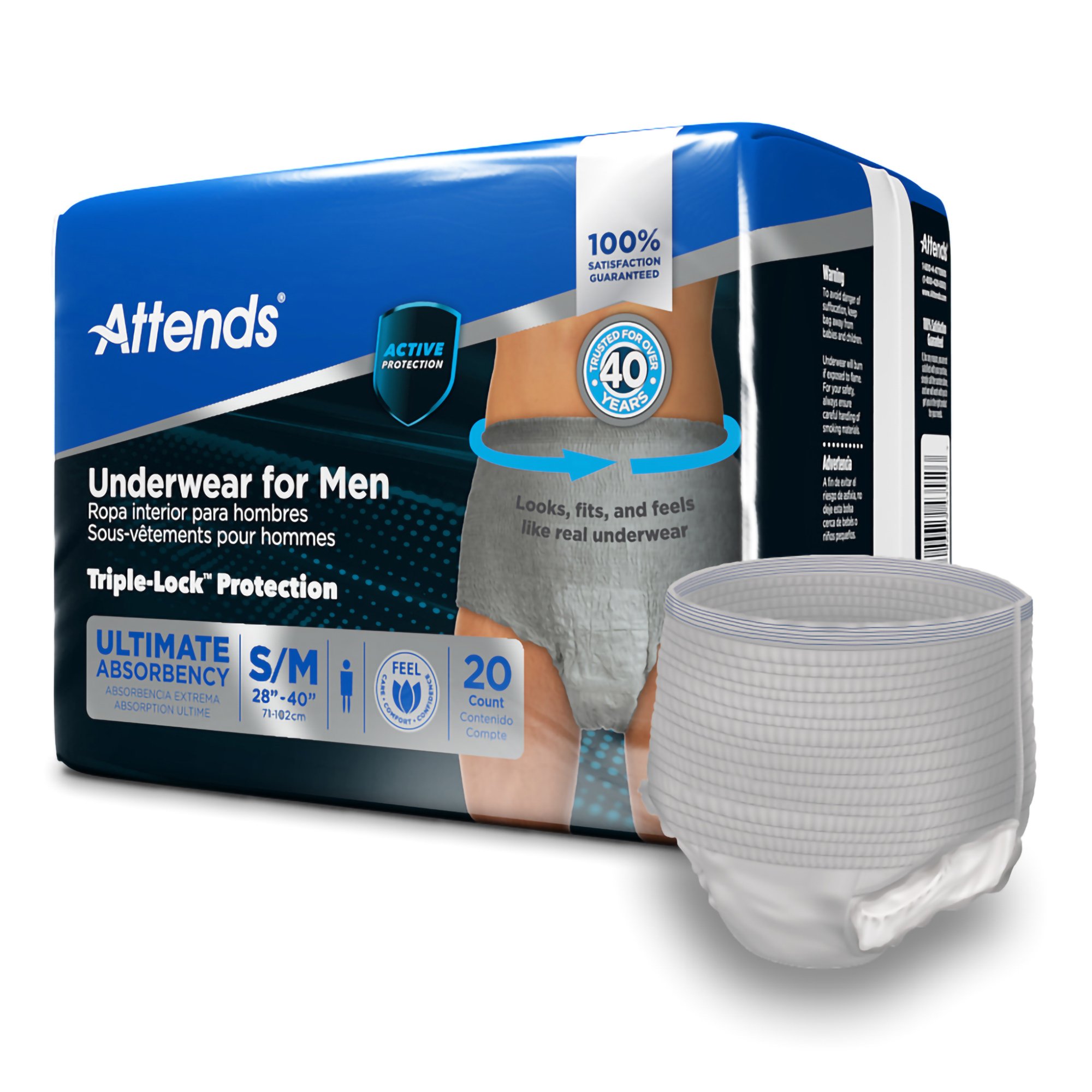 Attends Healthcare Products ADUM15 - Attends® Discreet Men's Underwear, Level 5, Small / Medium - 20/Bag, 80/Case