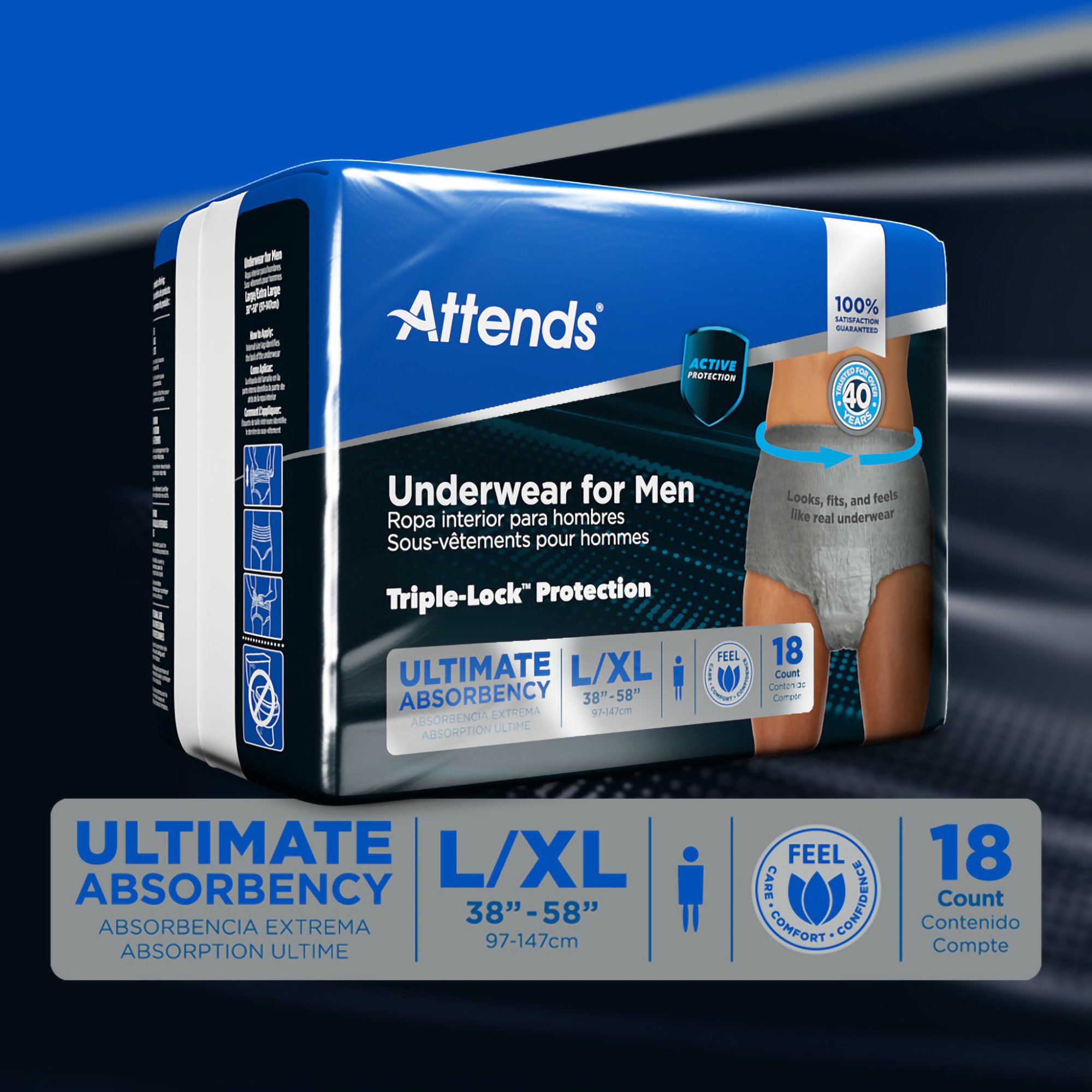 Attends Healthcare Products ADUM35 - Attends® Discreet Men's Underwear, Level 5, Large - 18/Bag, 72/Case