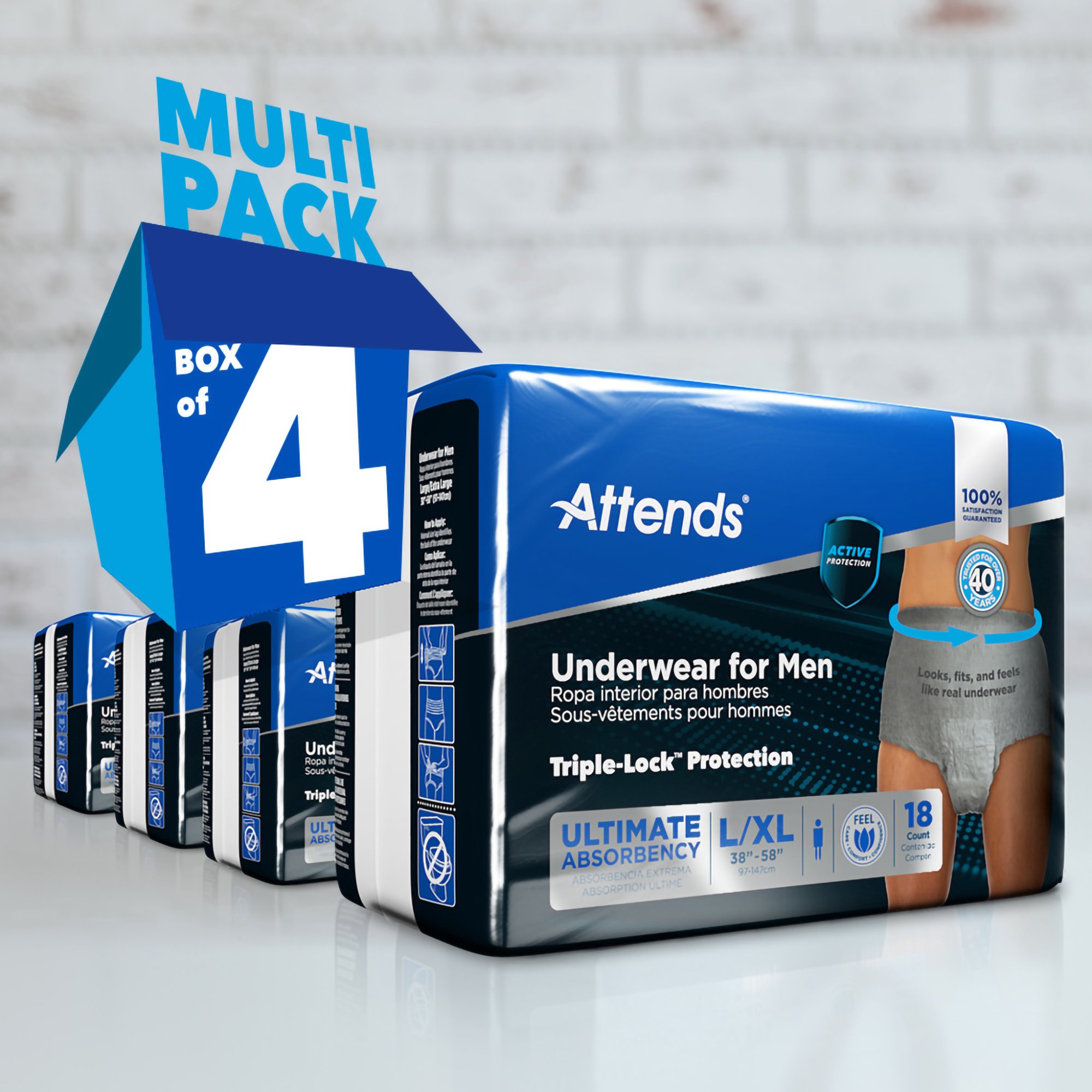 Attends Healthcare Products ADUM35 - Attends® Discreet Men's Underwear, Level 5, Large - 18/Bag, 72/Case