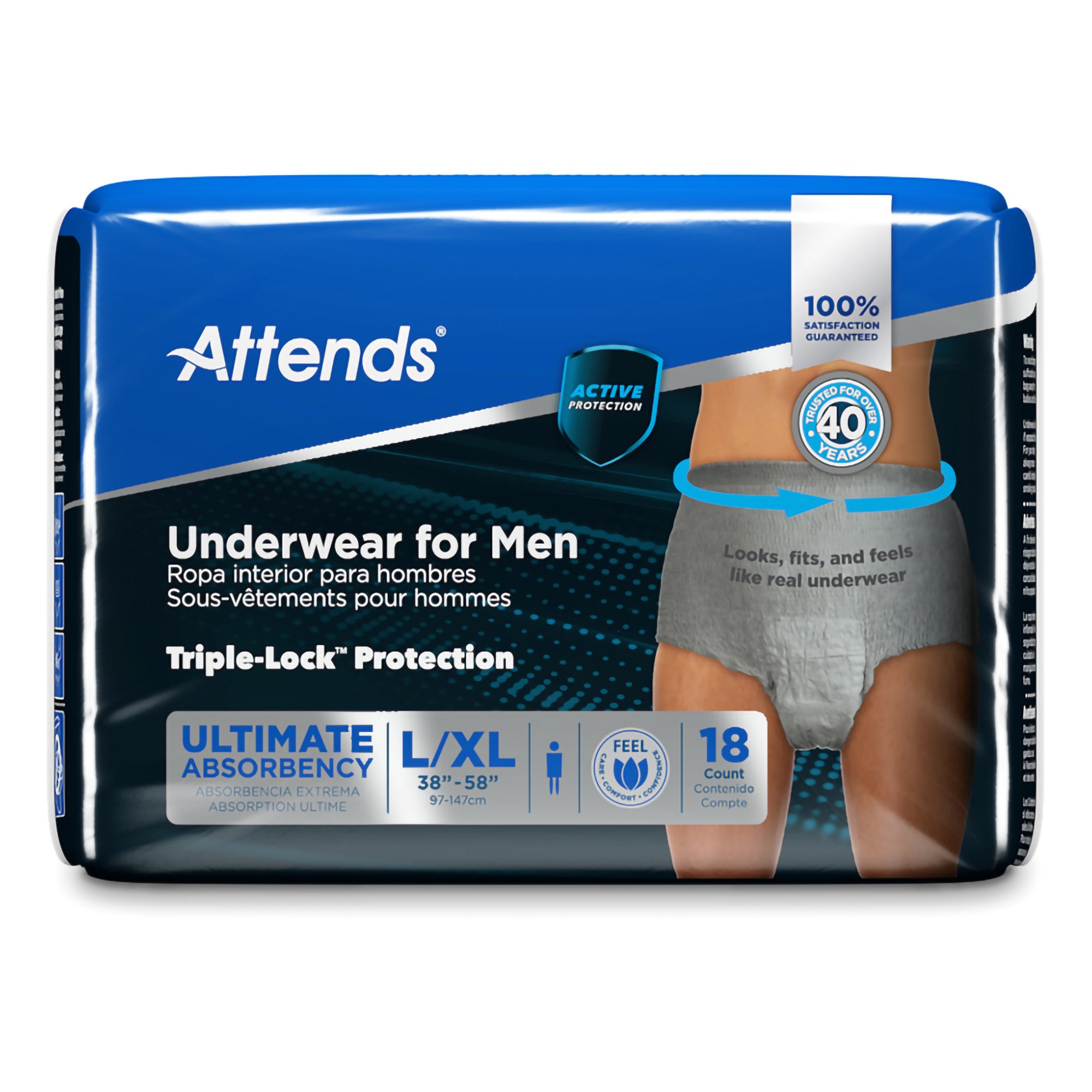 Attends Healthcare Products ADUM35 - Attends® Discreet Men's Underwear, Level 5, Large - 18/Bag, 72/Case
